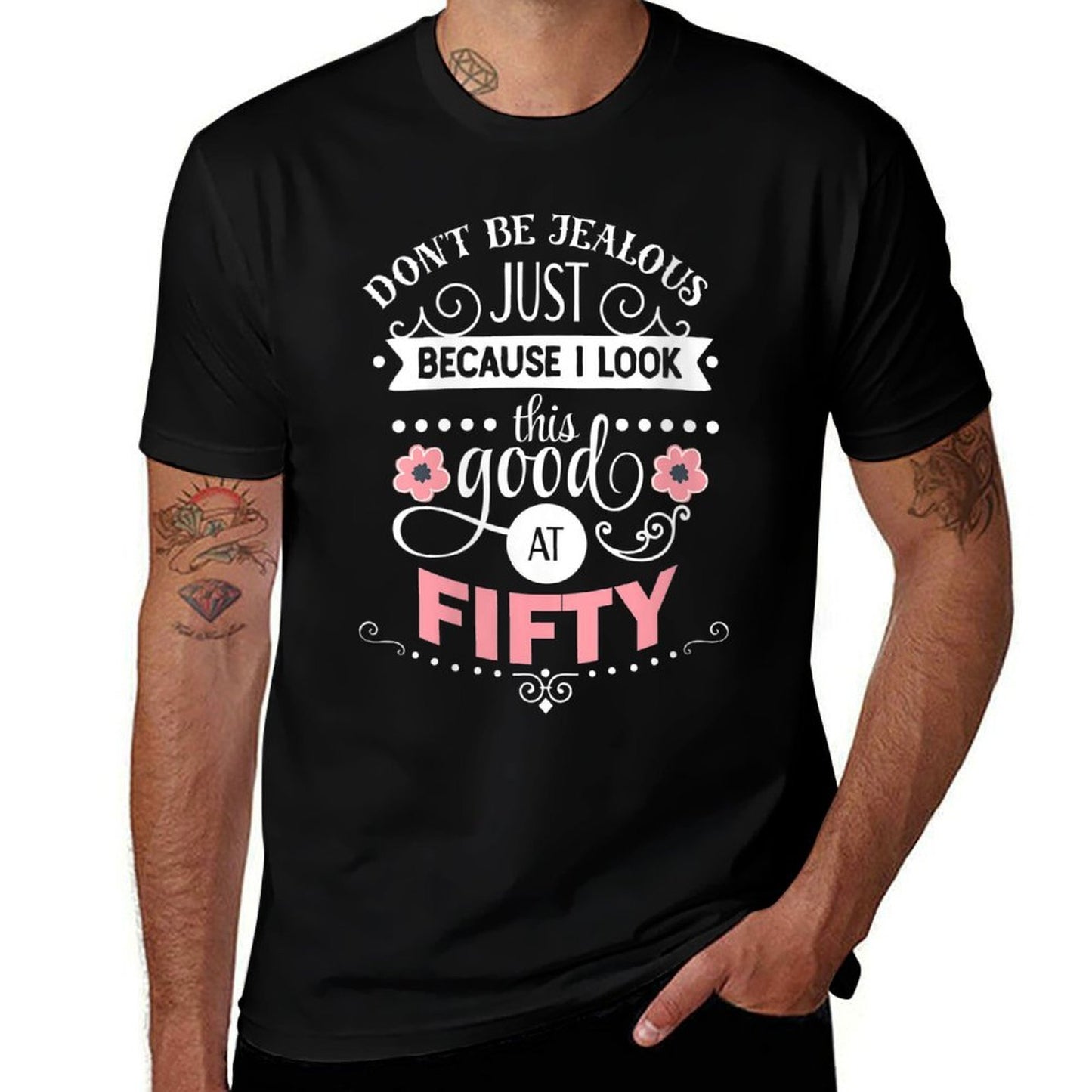 Womens I Look This Good at Fifty Funny 50th Birthday Gift Slim-fit Cut T-Shirt