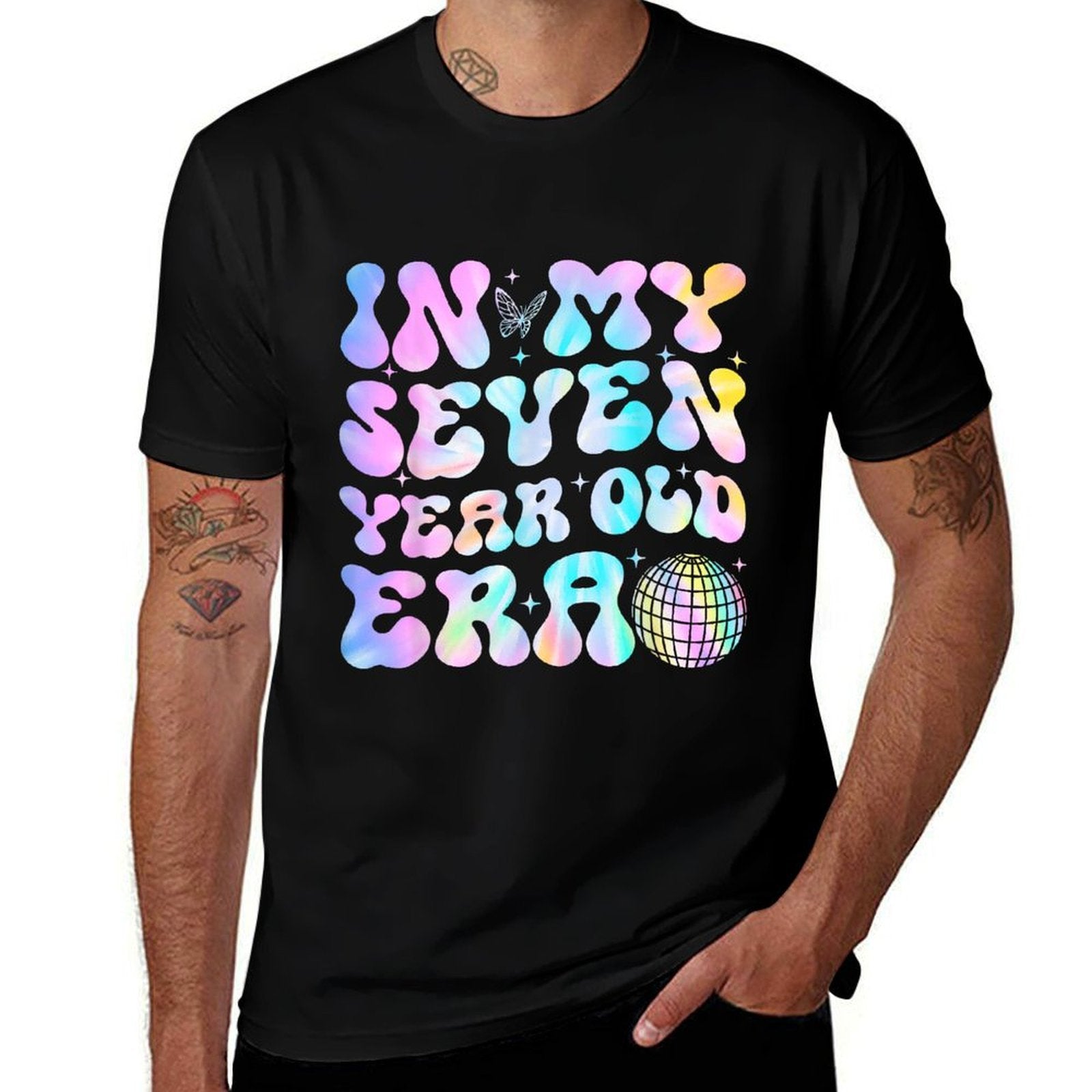 Groovy In My Seven Year Old Era Girl 7th Birthday 7 Yrs Old  Tagless Design T-Shirt