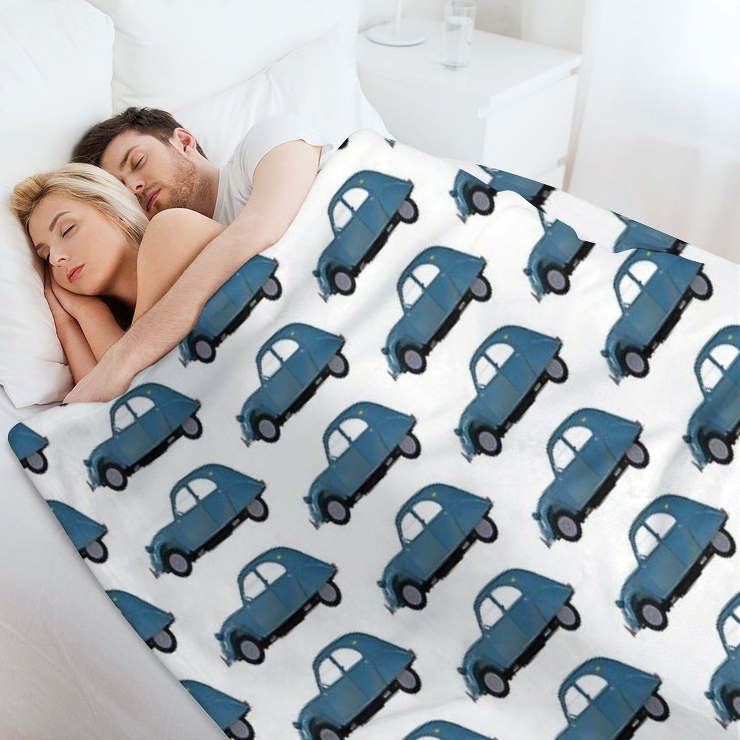 2CV Deux Chevaux Teal Version Velvety-soft Throw Blanket