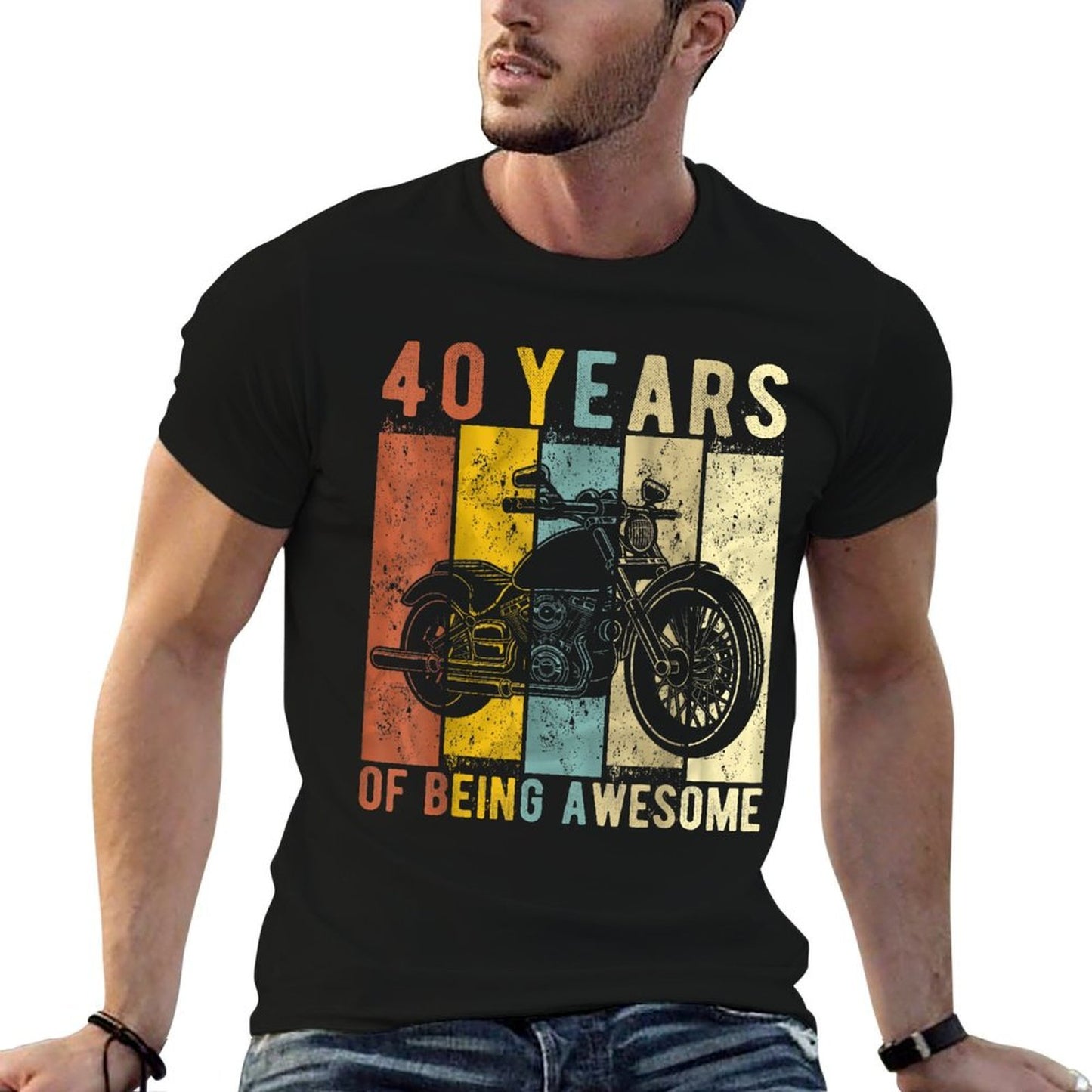 40 Year Old Motorcycle Birthday Vintage Retro 40th Birthday  Graphic-printed T-Shirt