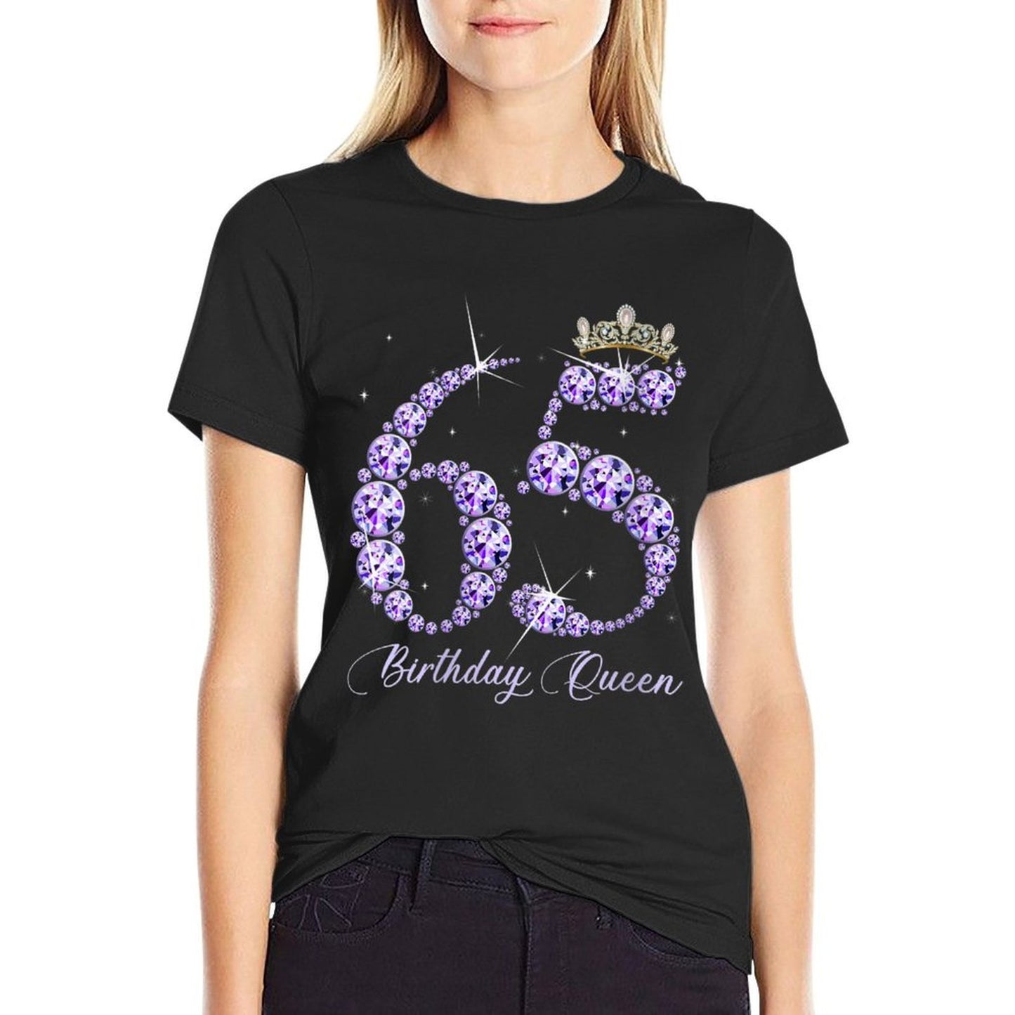 Womens 65 Year Old Its My 65th Birthday Queen Diamond Heels Crown Eco-friendly Material T-Shirt