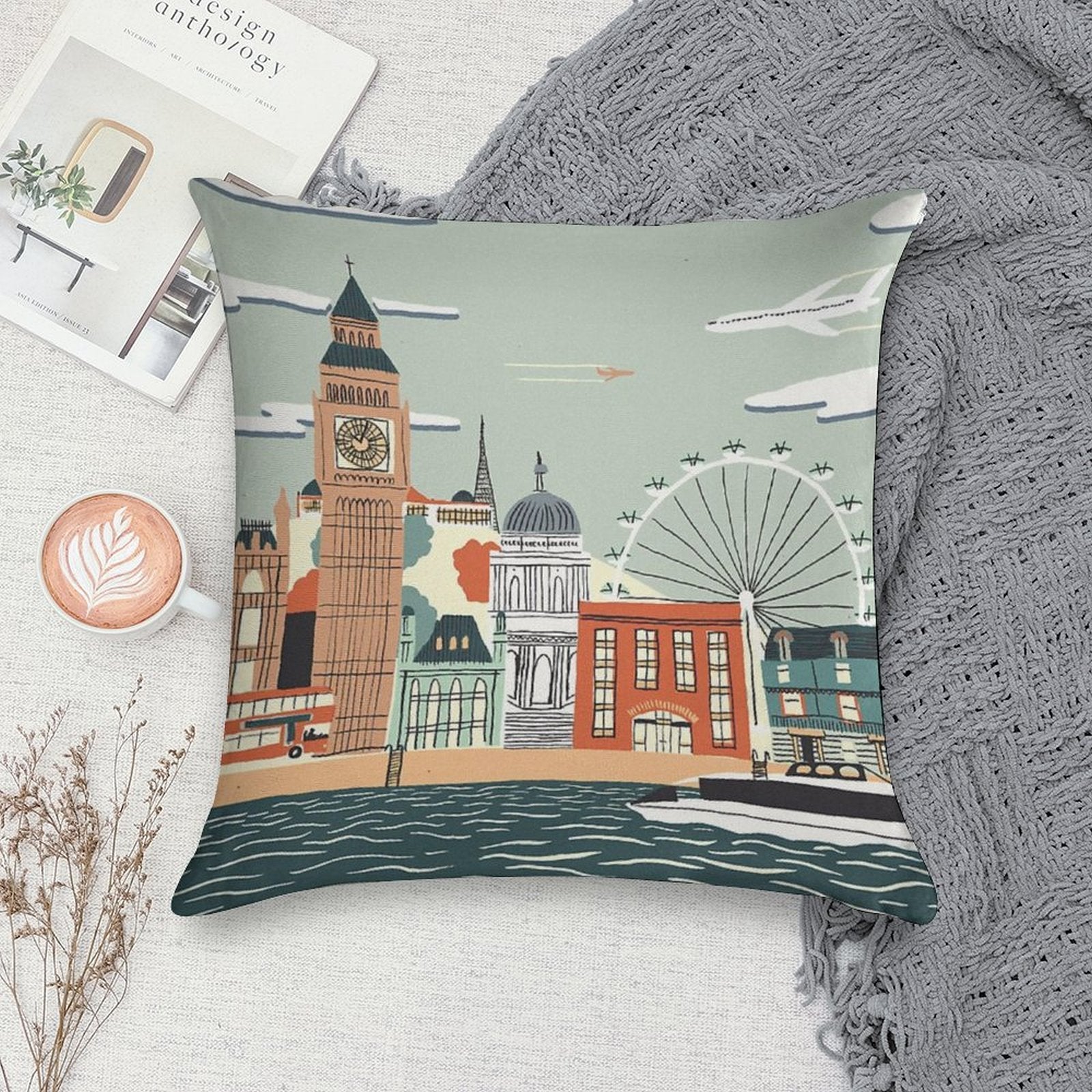 London Soft Fade-Resistant Throw Pillow