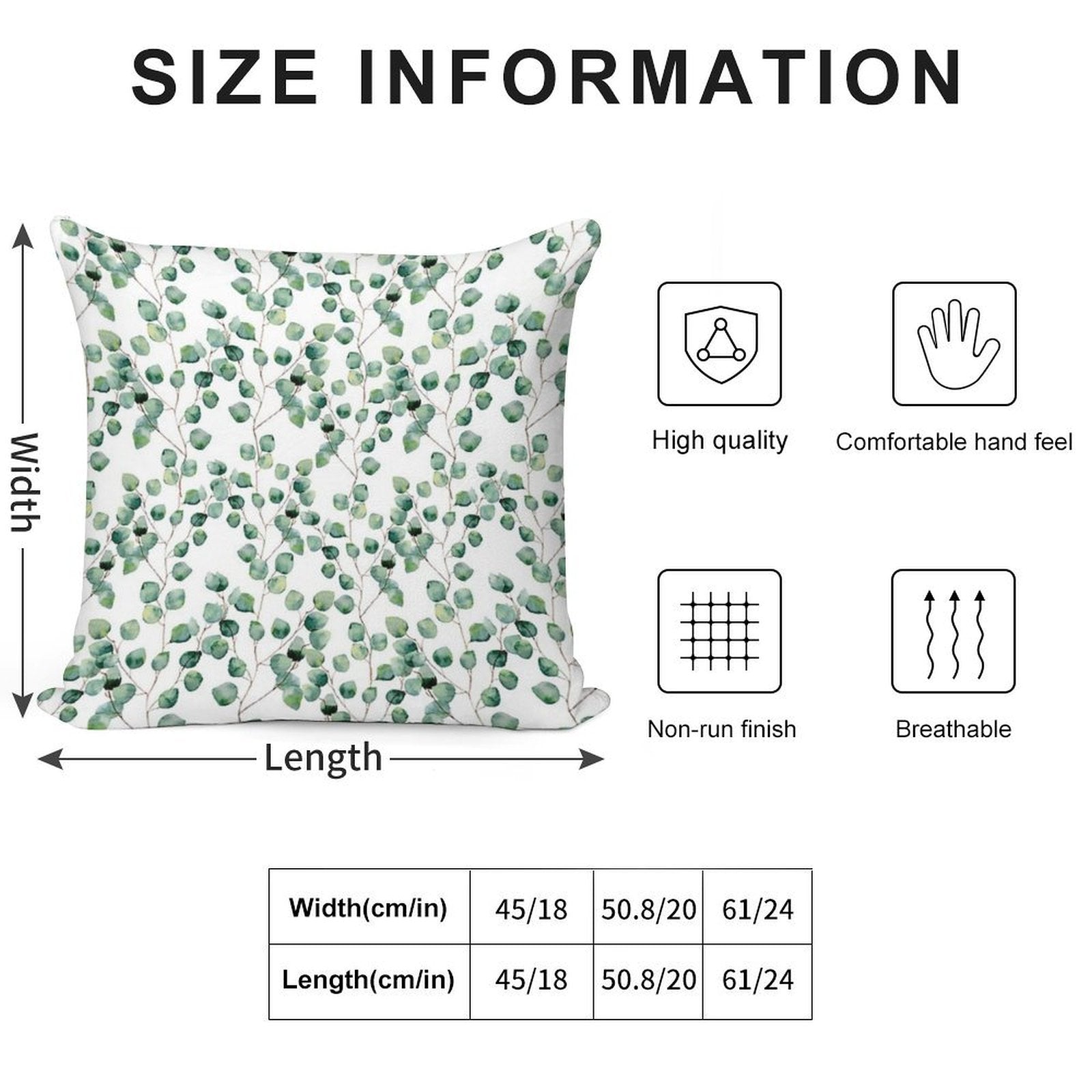 Silver Dollar Eucalyptus Soft Decorative Cover Throw Pillow
