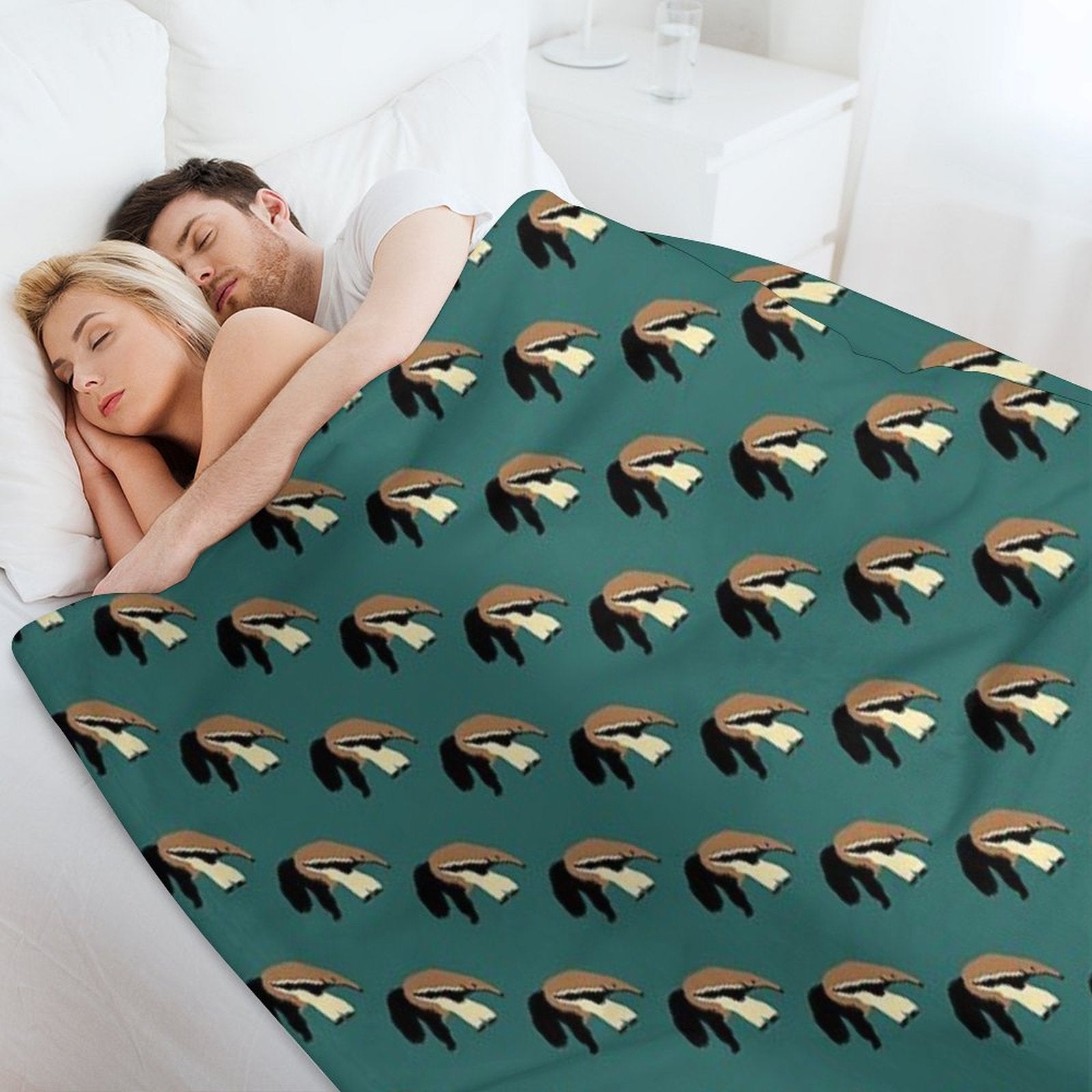 Anteater on Teal Eco-conscious Throw Blanket