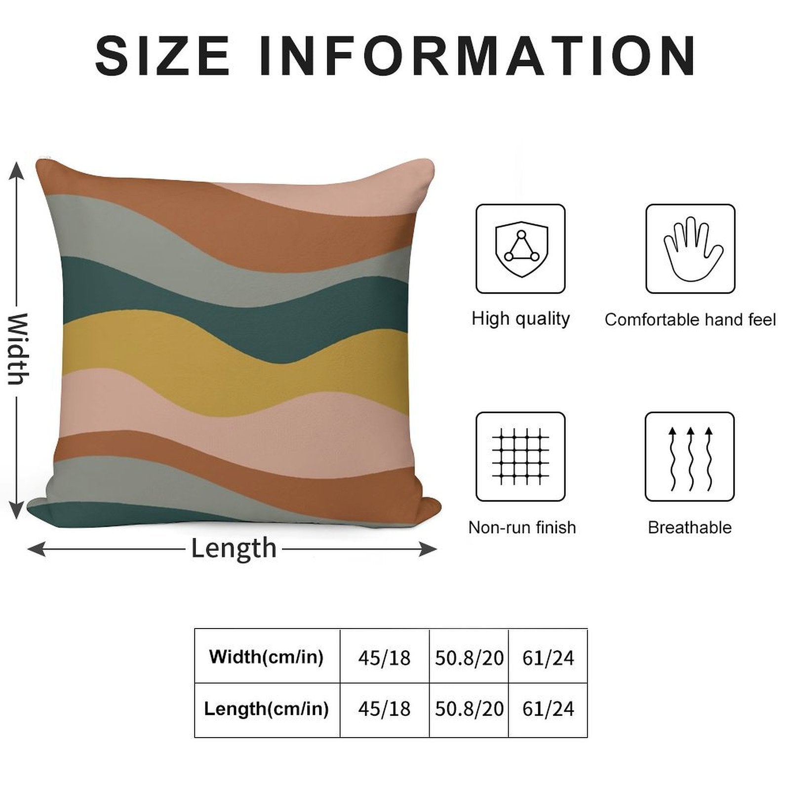 Retro Waves Minimalist Pattern Rust, Blush Pink, Gray, Navy Blue, And Mustard Gold Soft Fade-Resistant Throw Pillow