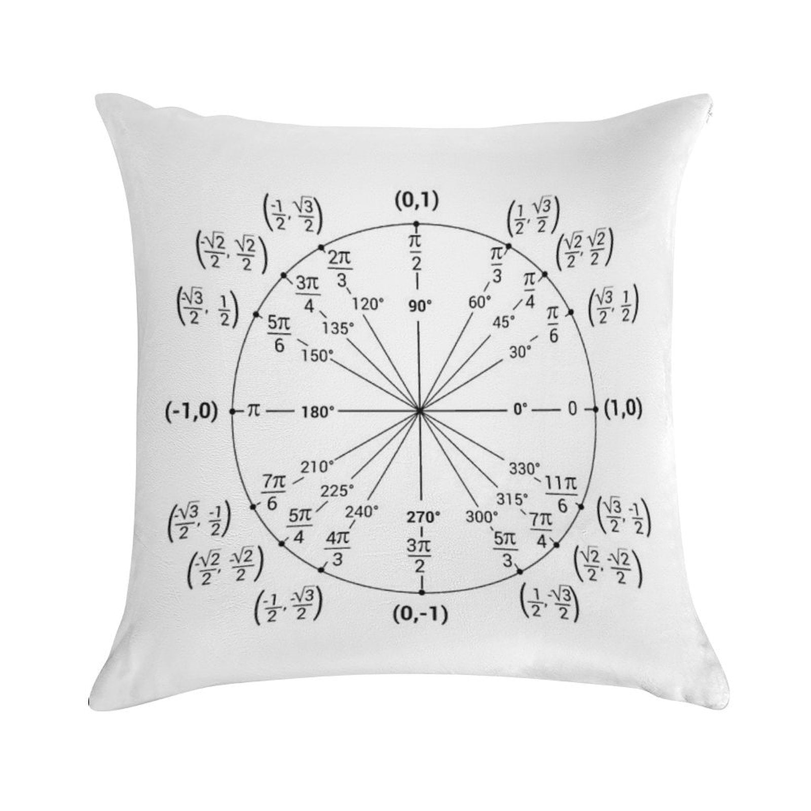Unit Circle Nerdy Math Guide Soft Fade-Resistant Throw Pillow