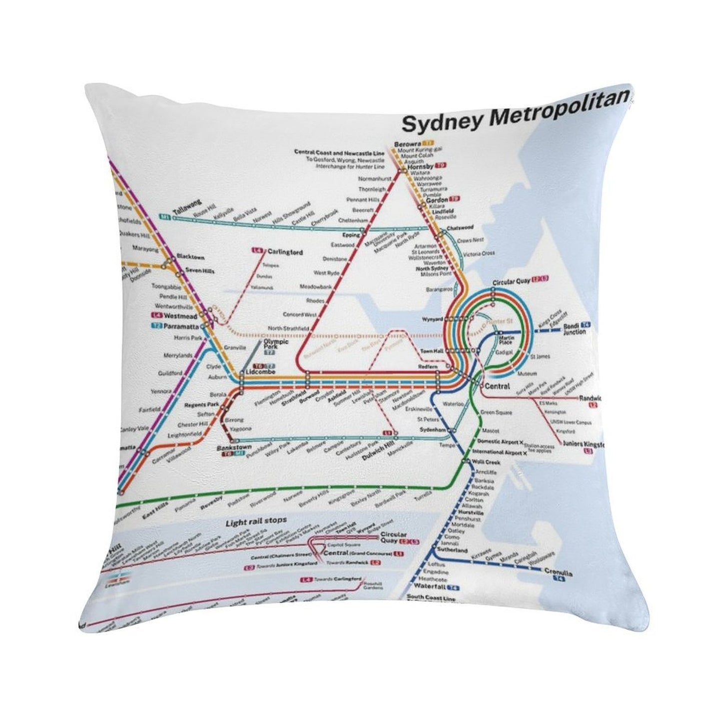 Sydney Trains And Metro Map - 2025 (Light Theme) Soft Style Accent Throw Pillow