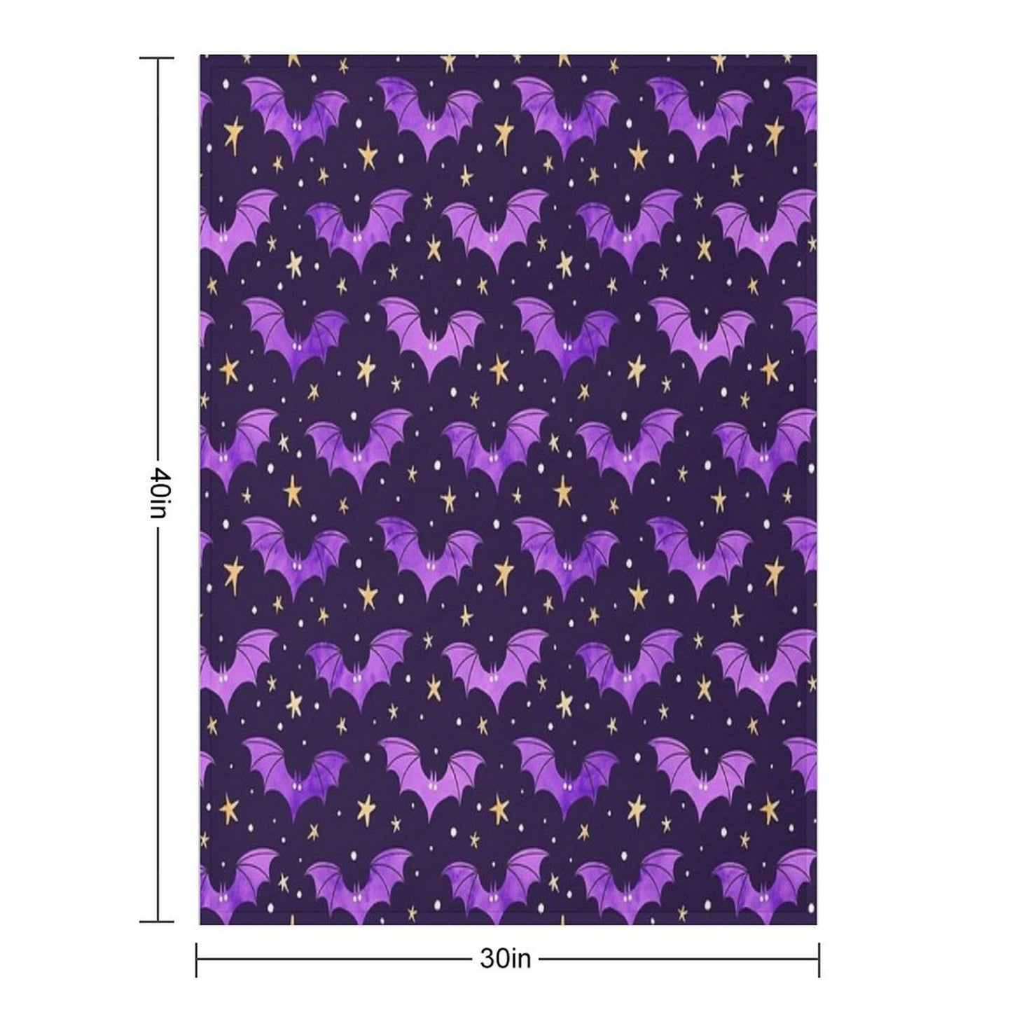 Watercolor Bats Purple on Black Comfort Throw Blanket