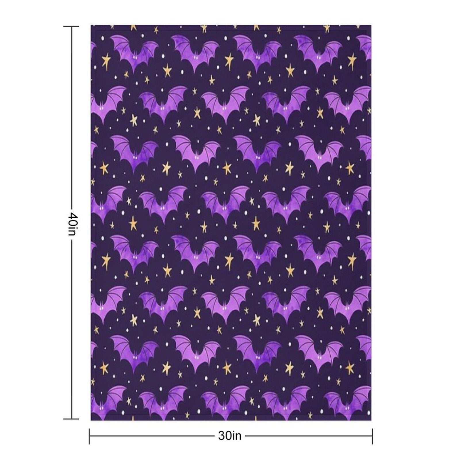 Watercolor Bats Purple on Black Comfort Throw Blanket