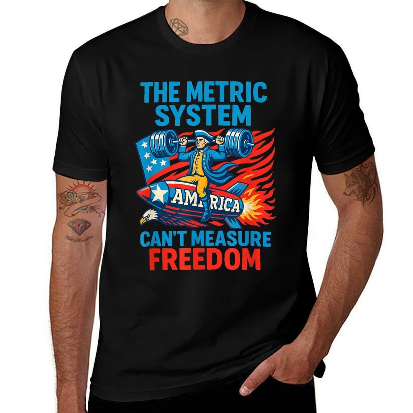 The Metric System Cant Measure Freedom Eagle USA Meme Cotton T-Shirt