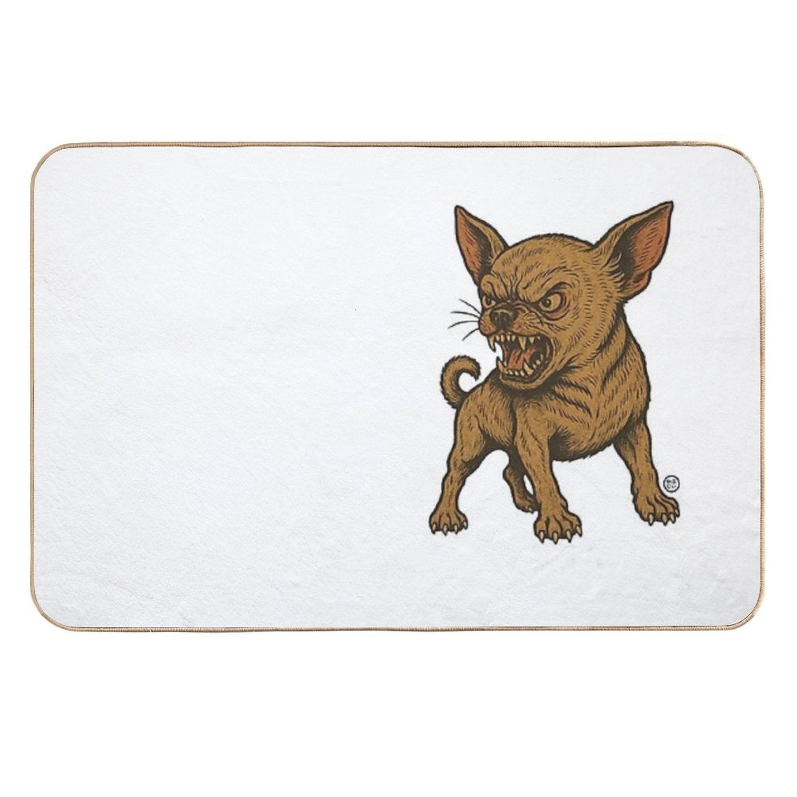 Fearless Japanese Style Angry Chihuahua - No Fear Vintage Japanese Yokai Style  High-Traffic Bath Mat