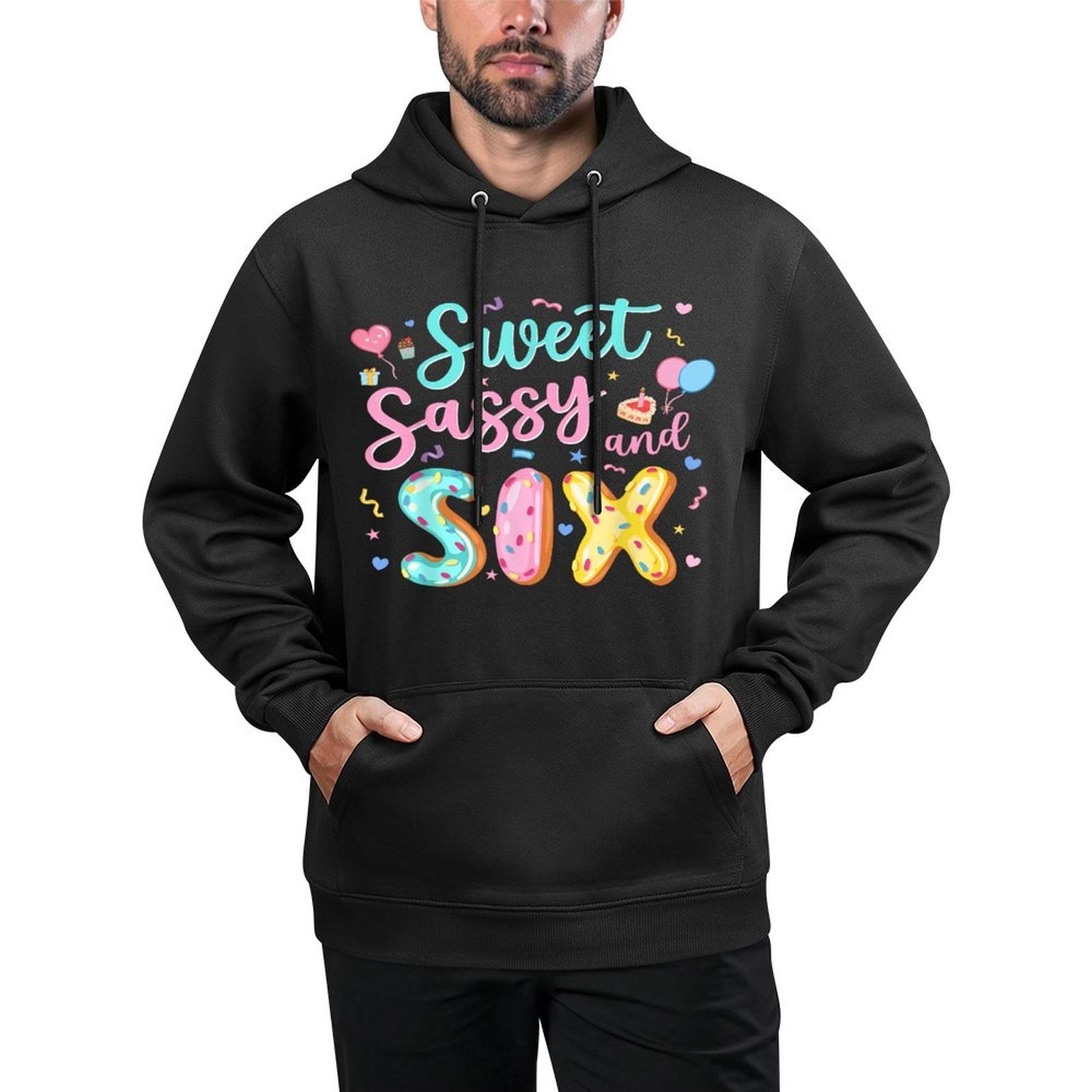 6Th Birthday Girl Sweet Sassy And Six Donut 6 Year Old Kids Shrink-Resistant Hoodie