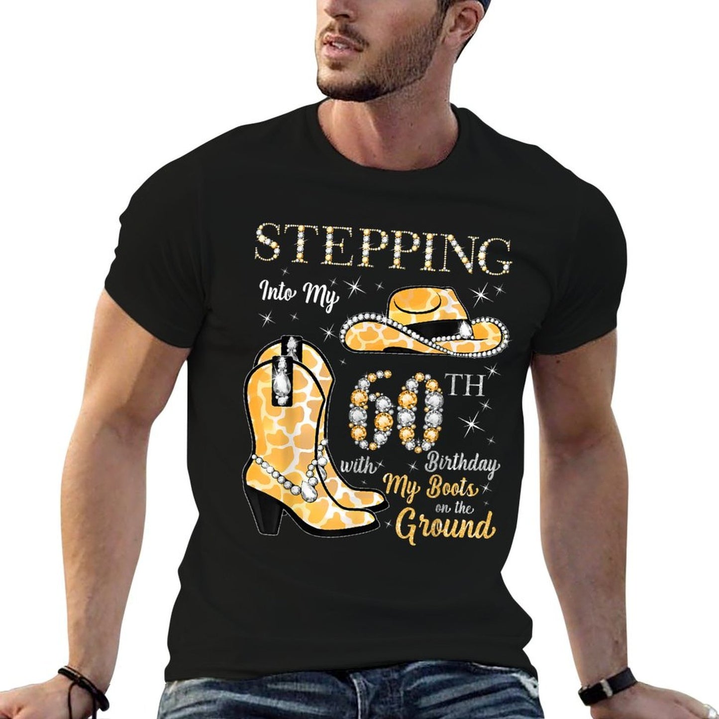 Stepping Into My 60th Birthday Cowgirl Hat Boots 60 Yr Old Moisture-wicking T-Shirt