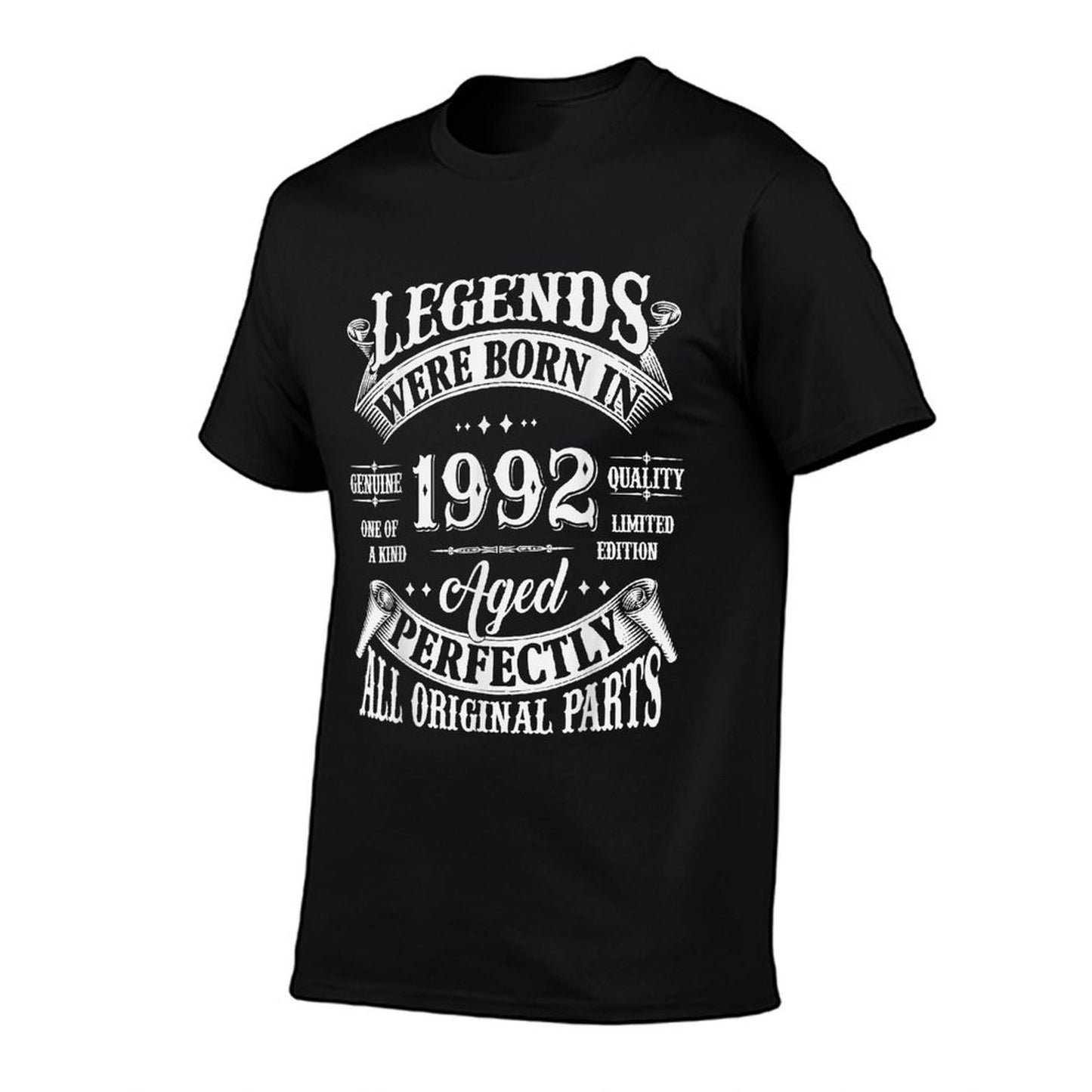 33rd Birthday 33 Years Old Vintage Legends Born In 1992  Ribbed Collar T-Shirt