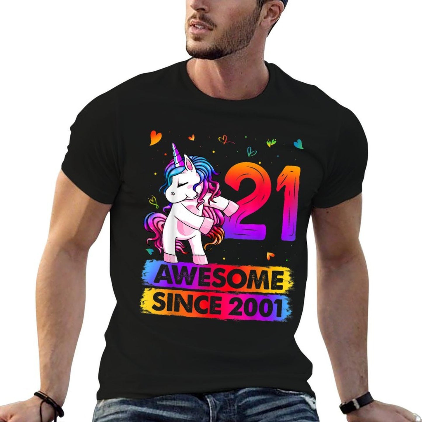 21 Year Old Unicorn Flossing 21st Birthday Unicorn Party Graphic-printed T-Shirt
