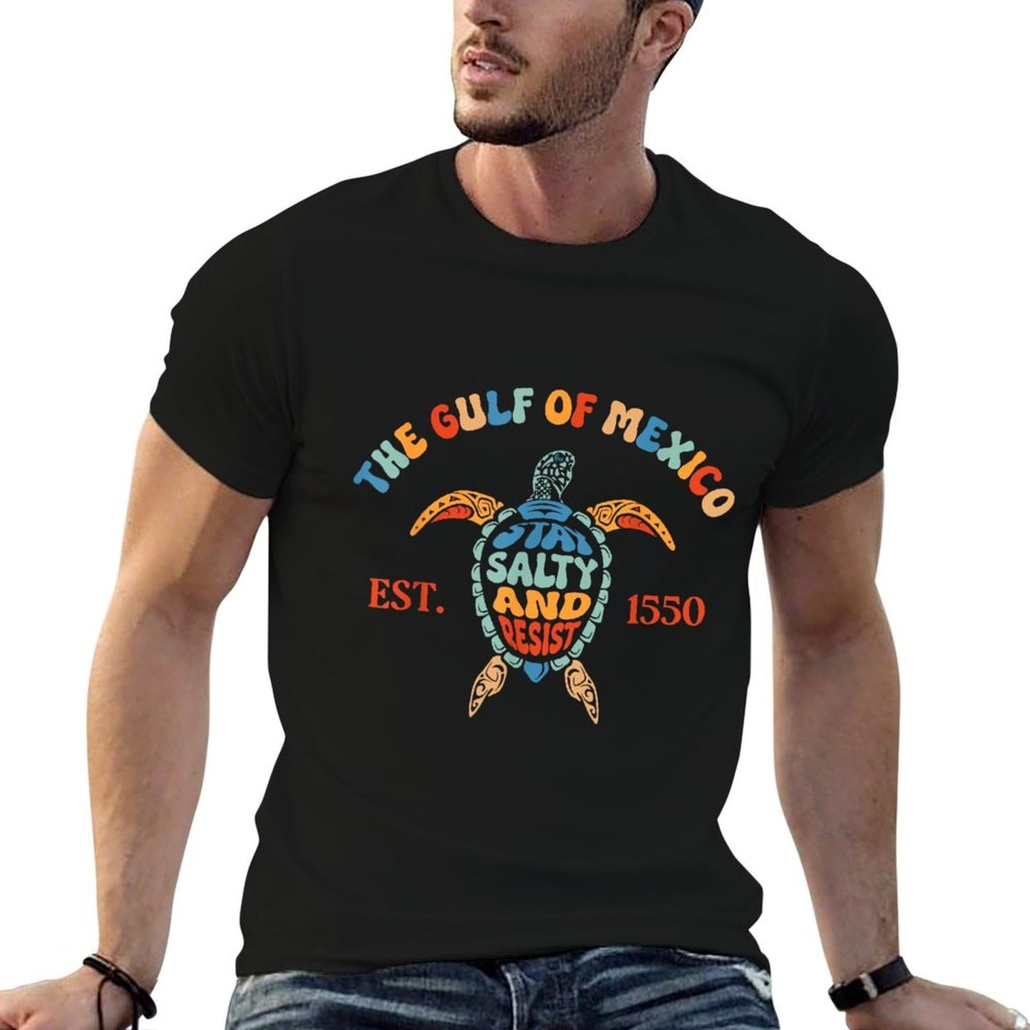 Women Stay The Gulf of Mexico Be Salty And Resist Turtle Fade-proof Color T-Shirt