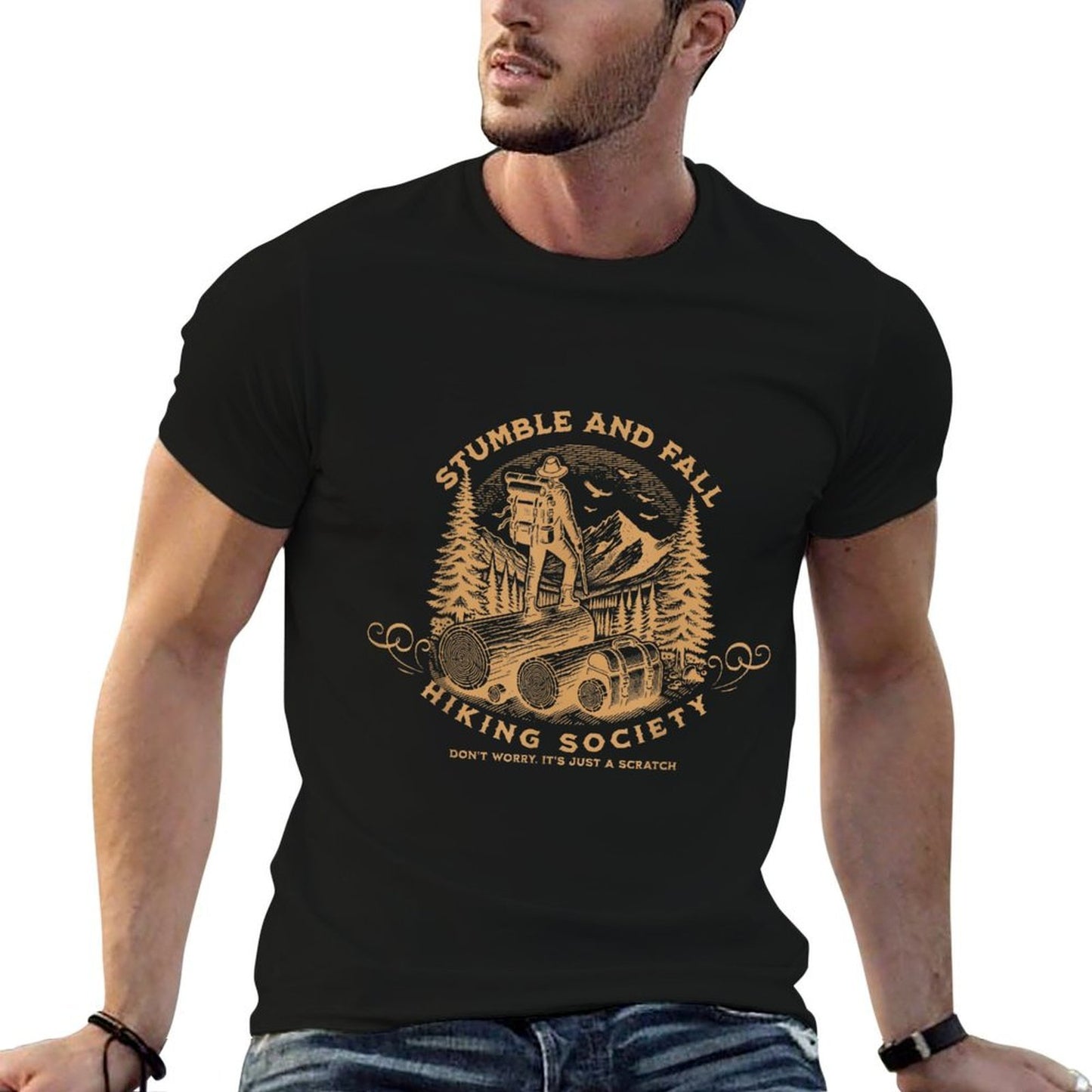 Stumble And Fall Hiking Society Dont Worry Cotton T-Shirt