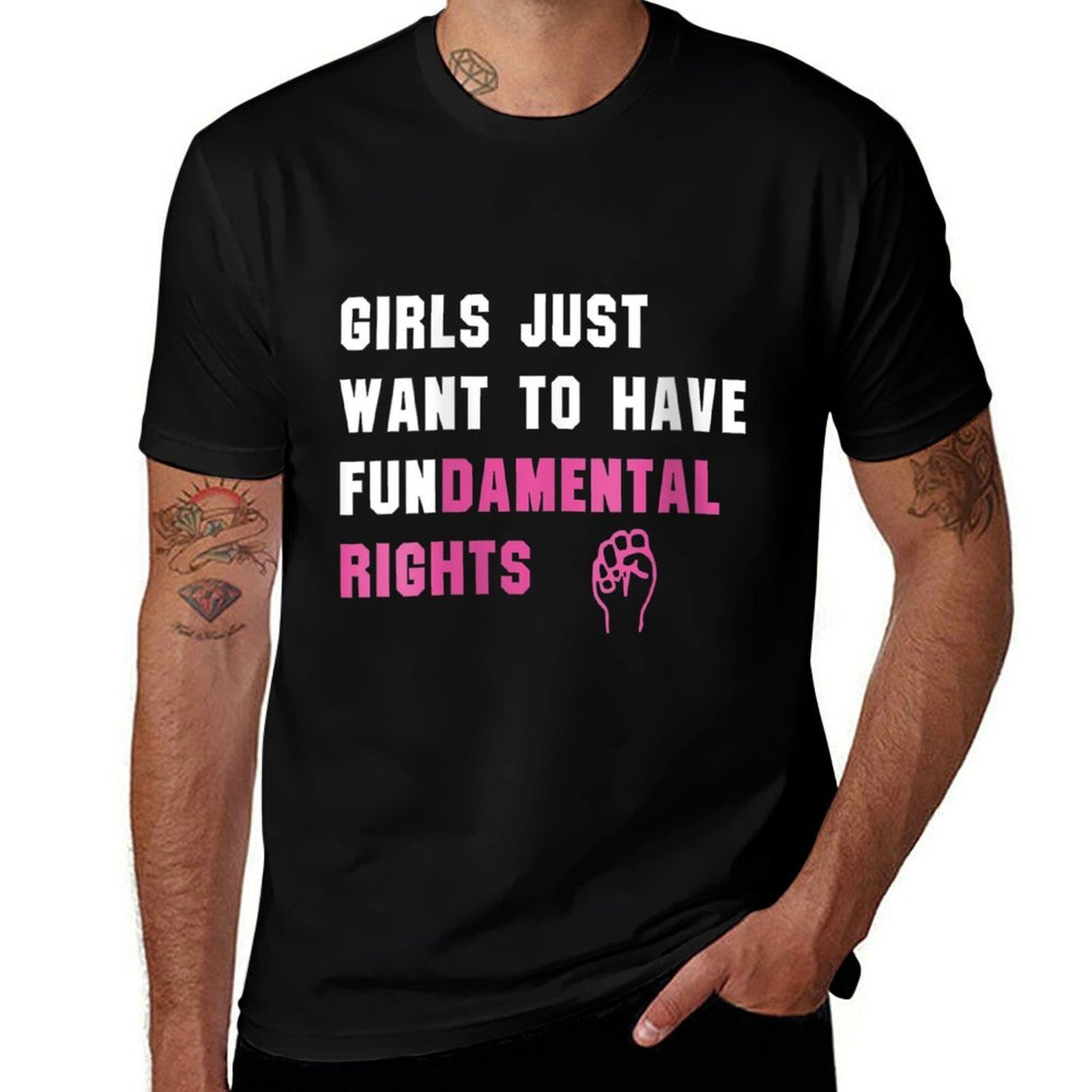 Womens Womens Girls Just Want to Have Fundamental Rights Funny  Durable T-Shirt