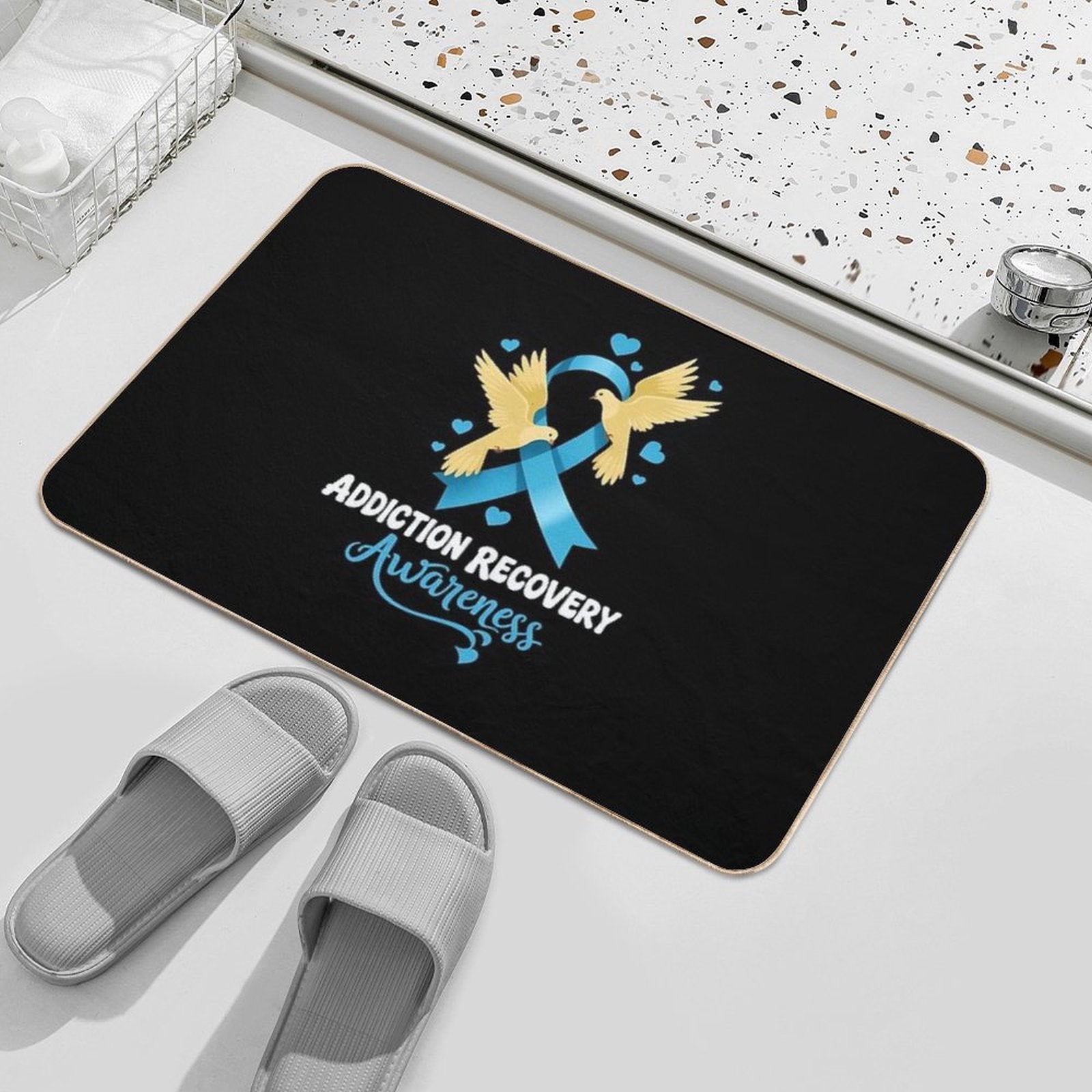 Addiction Recovery Awareness Bird  Easy To Clean Bath Mat