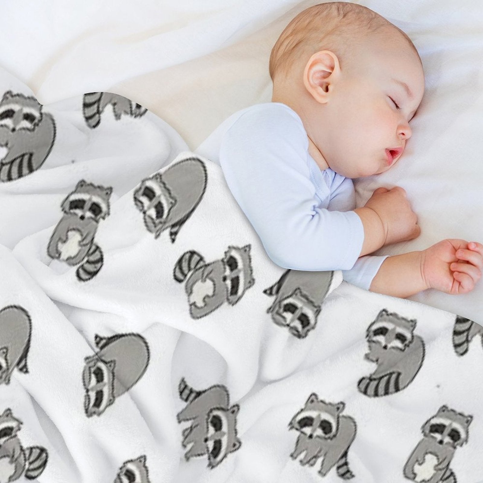 Raccoon Pattern Eco-conscious Throw Blanket