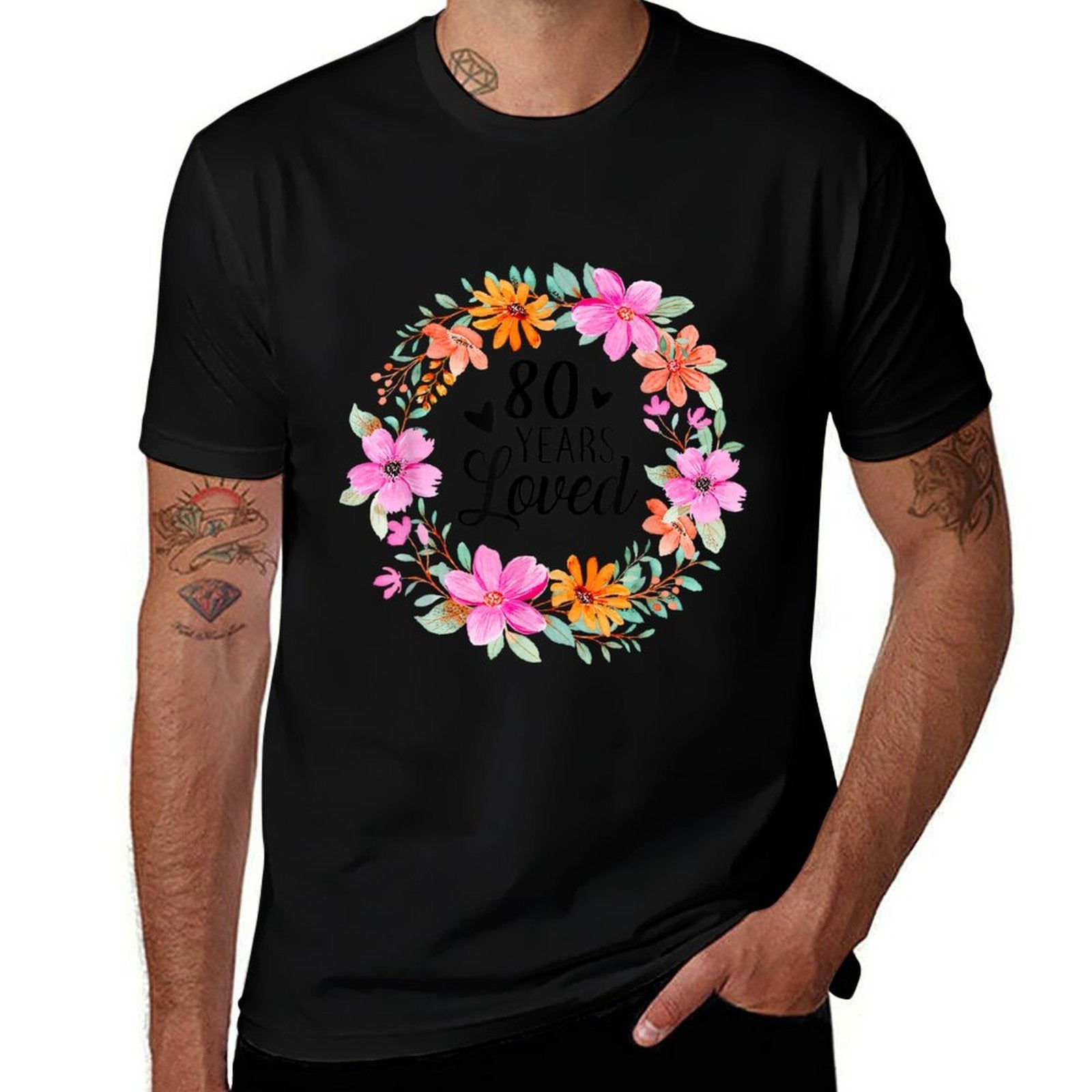 80 Years Loved Funny Mom Dad Grandpa Grandma 80th Birthday  Stretchy T-Shirt