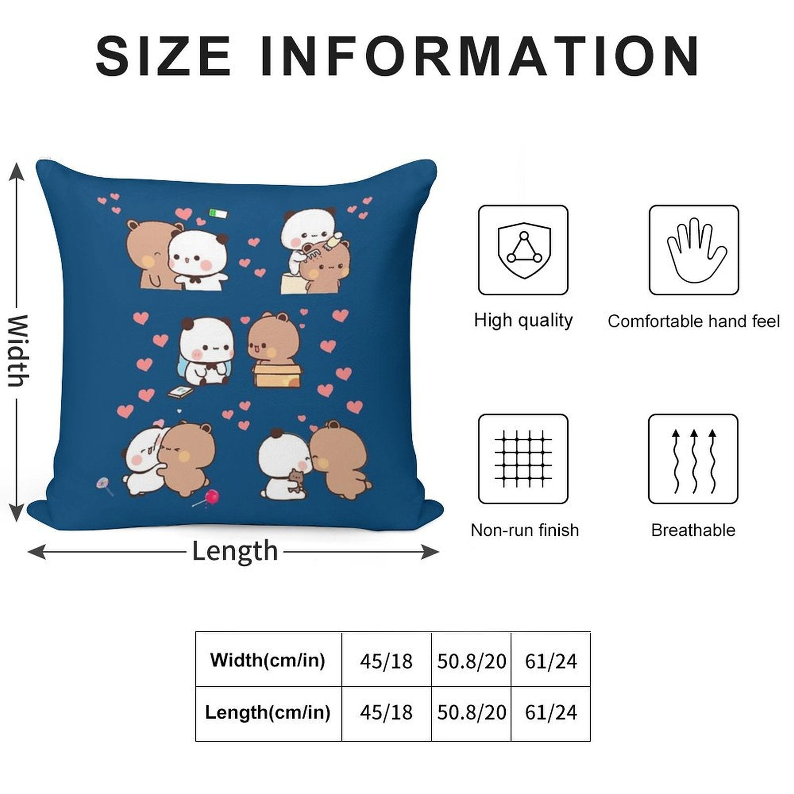 Bear And Panda Bubu Dudu Balloon Soft Fade-Resistant Throw Pillow