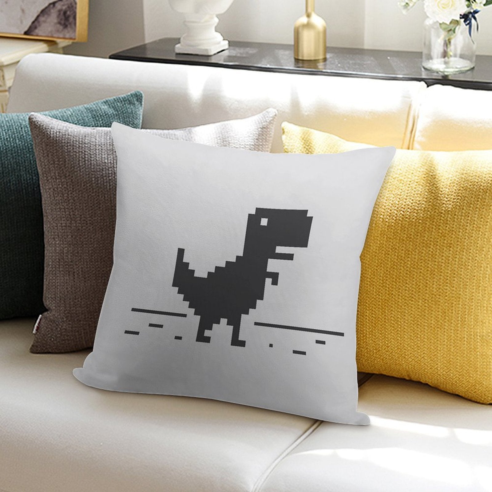 Google Chrome's Dino Soft Style Accent Throw Pillow
