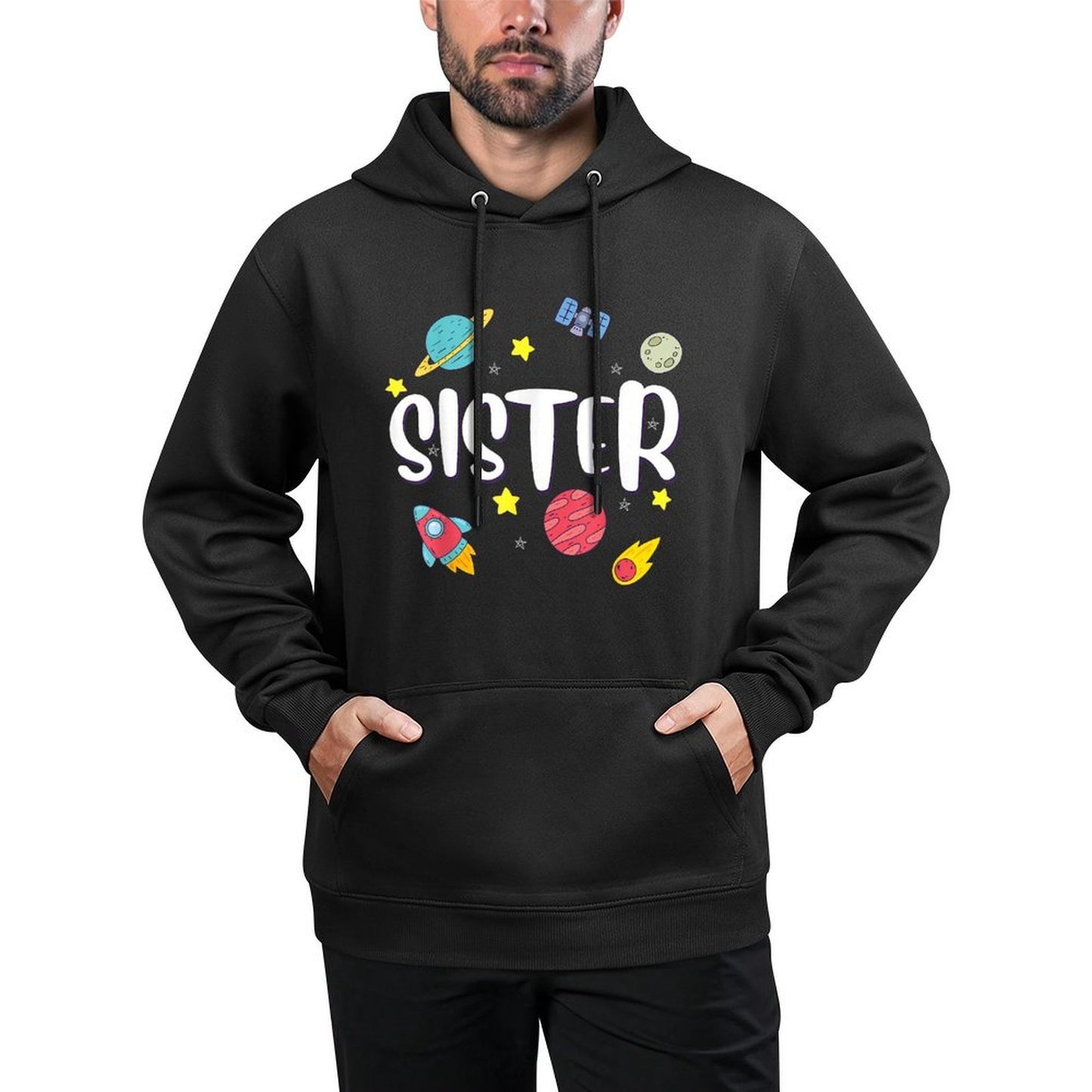Sister Outer Space Galaxy Birthday Customizable Surface Hoodie
