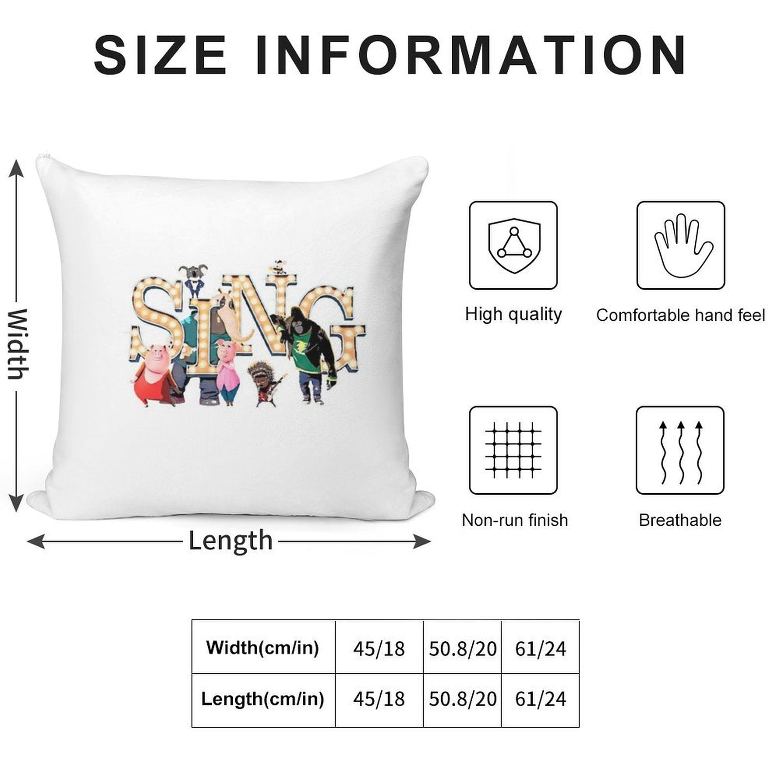 Sing Movie Picture Style Soft Home Decor Throw Pillow