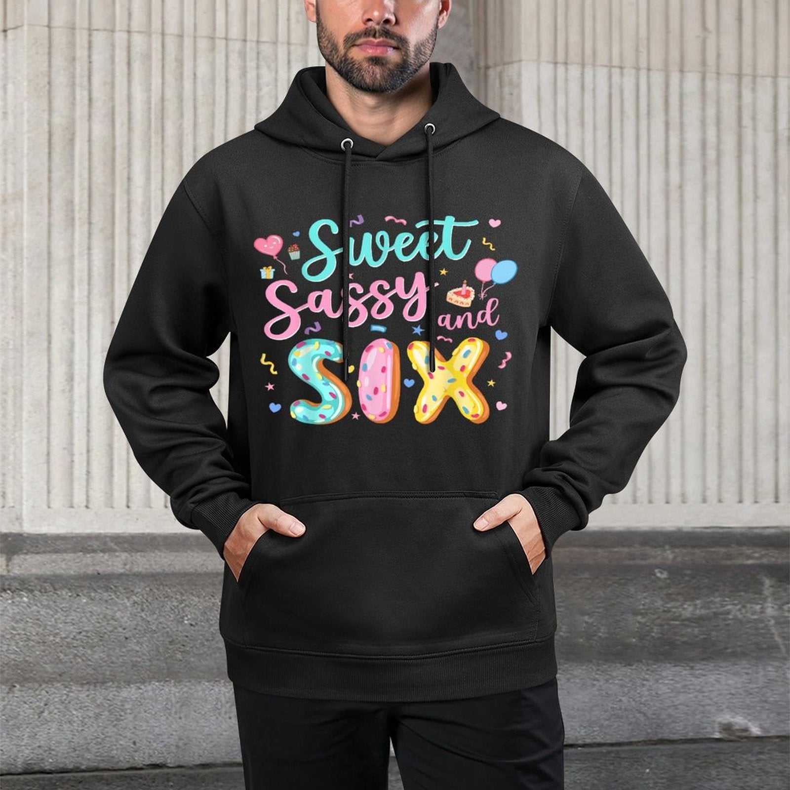 6Th Birthday Girl Sweet Sassy And Six Donut 6 Year Old Kids Shrink-Resistant Hoodie