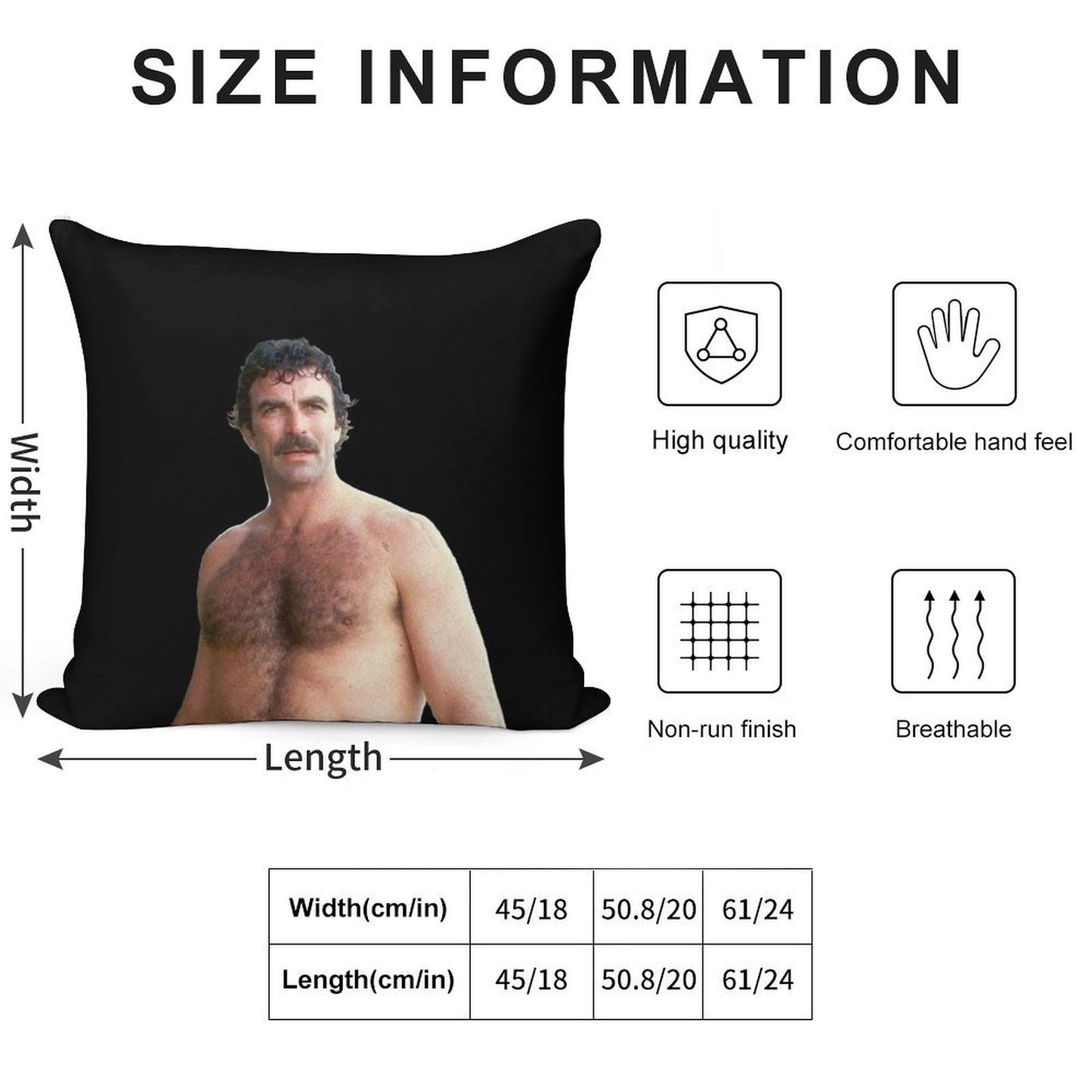 Tom Selleck Soft Fade-Resistant Throw Pillow