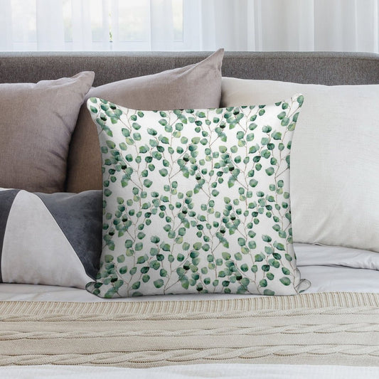 Silver Dollar Eucalyptus Soft Decorative Cover Throw Pillow