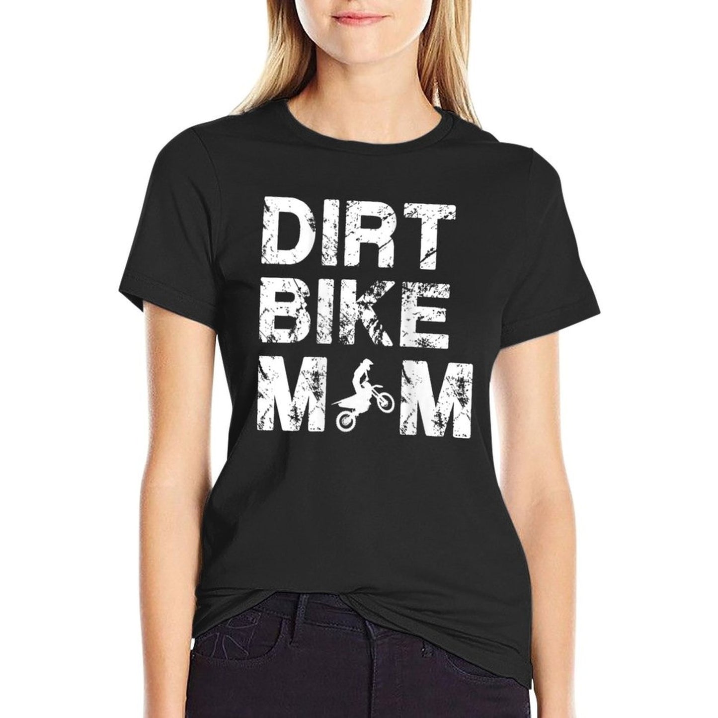 Womens Dirt Bike Mom Mothers Day Dirtbike Motocross Gift Trendy Pattern T-Shirt