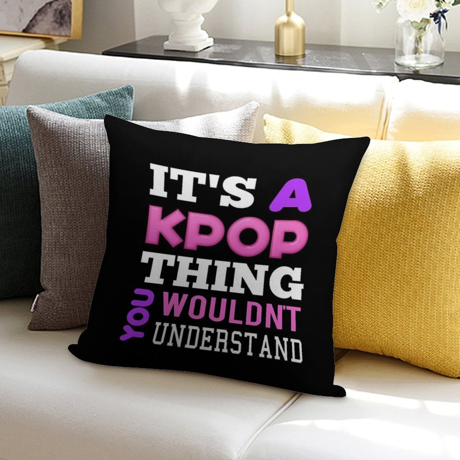 A KPOP THING - BLACK Soft Skin-Friendly Throw Pillow
