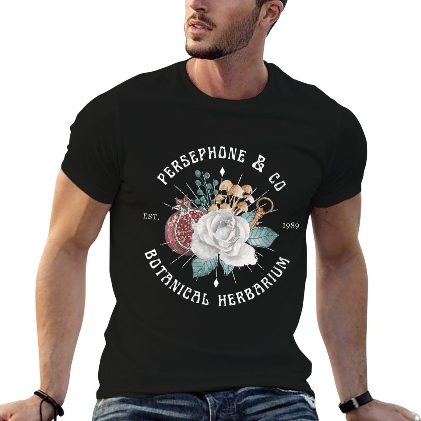 Womens Persephone Botanical Herbarium Hades And Persephone Durable T-Shirt