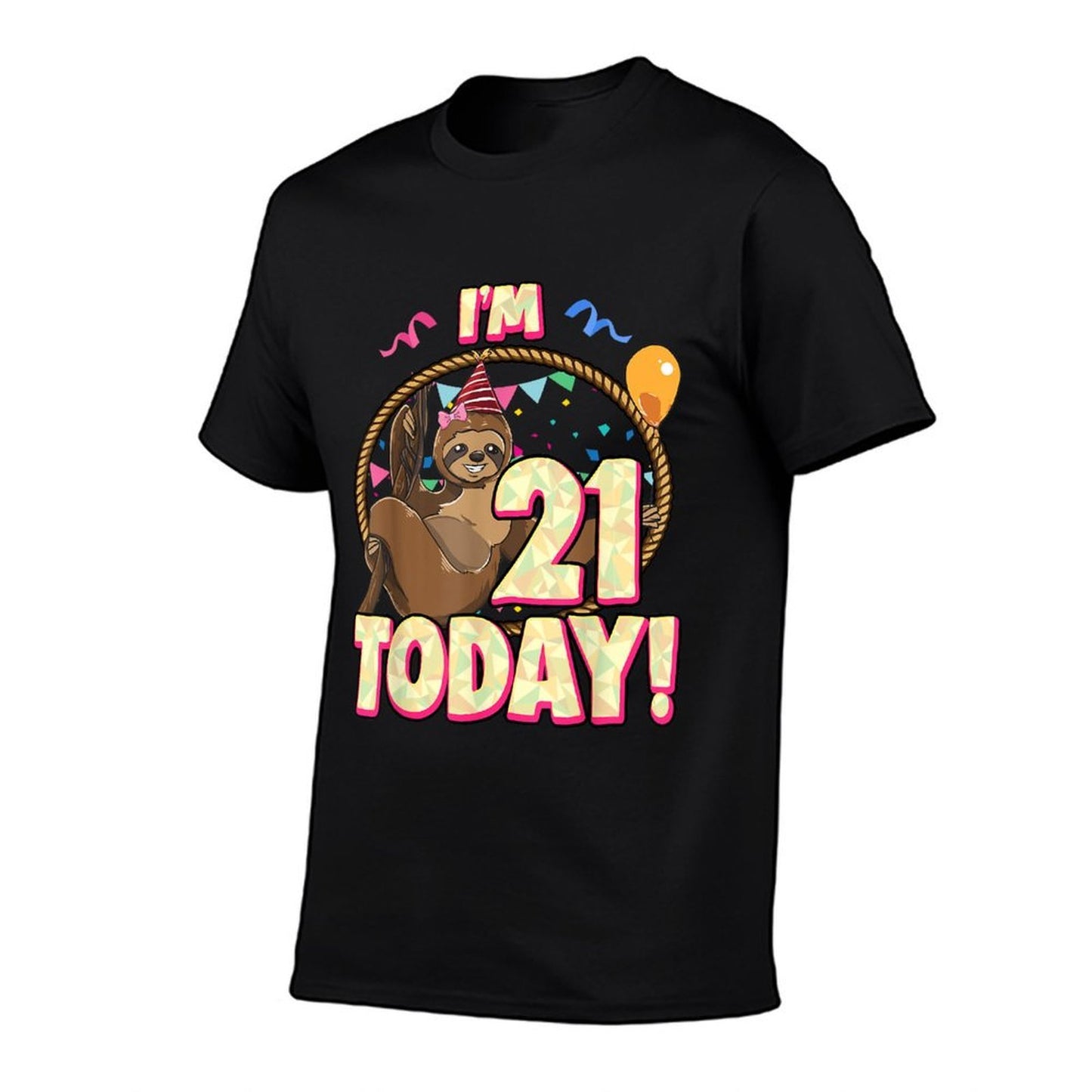 21st Birthday Sloth Party Lazy 21 Twenty One Women Cotton T-Shirt