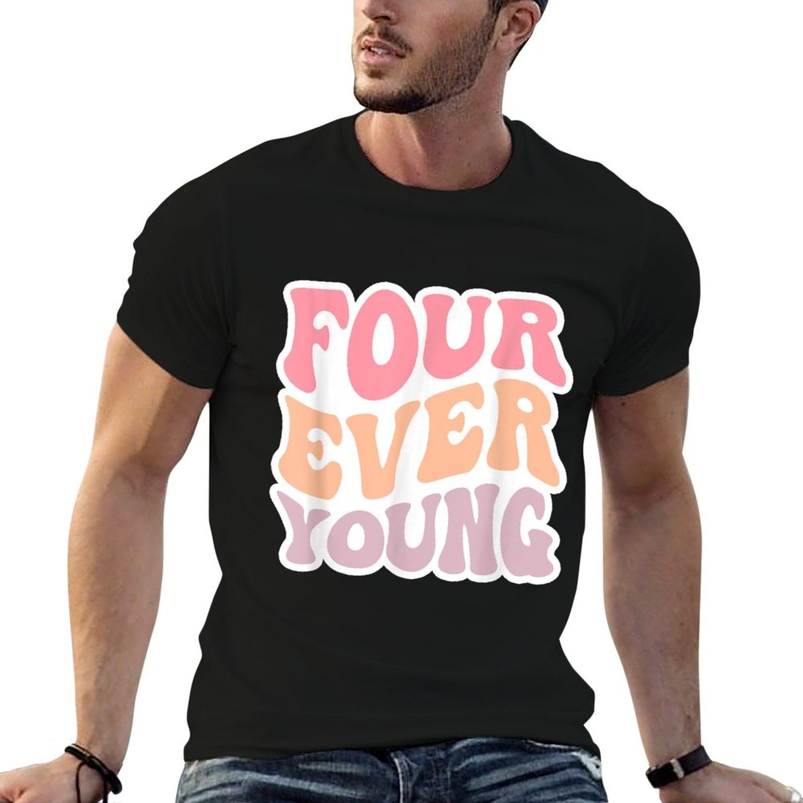 4th Birthday Girl Retro Four Ever Young Toddler Girls  Soft T-Shirt