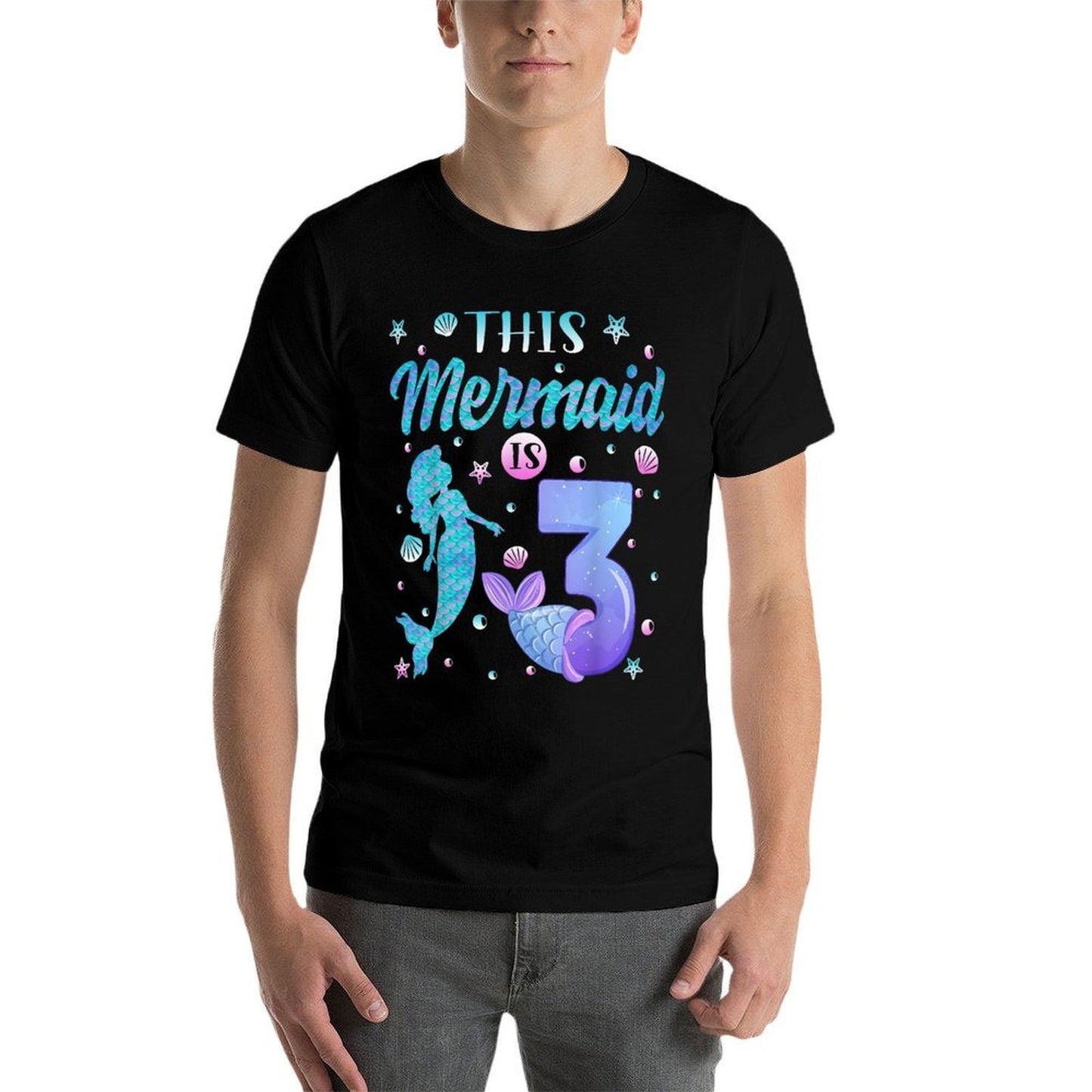 This Mermaid Is 3 Years Old 3rd Birthday Girl Mermaid Lover  Relaxed-fit T-Shirt