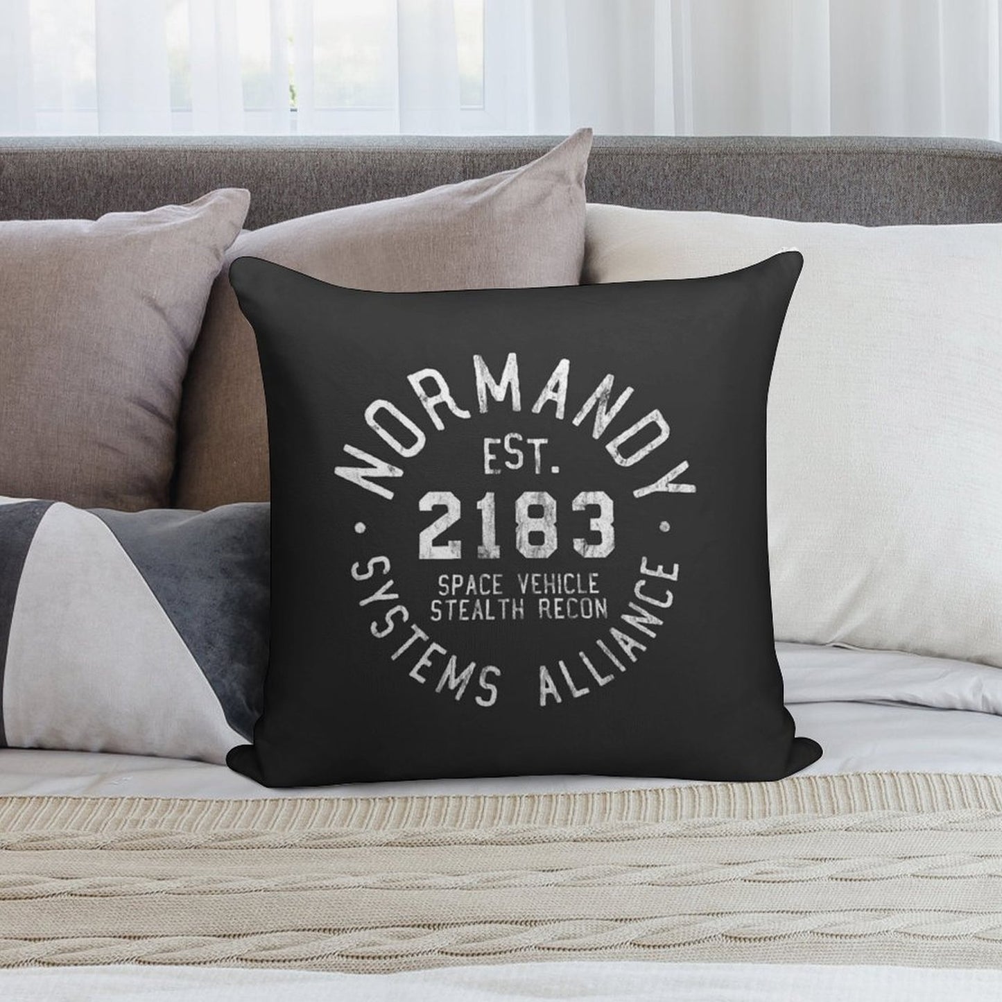 SSV Normandy Athletic Shirt Mass Effect Athletic Style White Print Soft Ultra-Soft Texture Throw Pillow