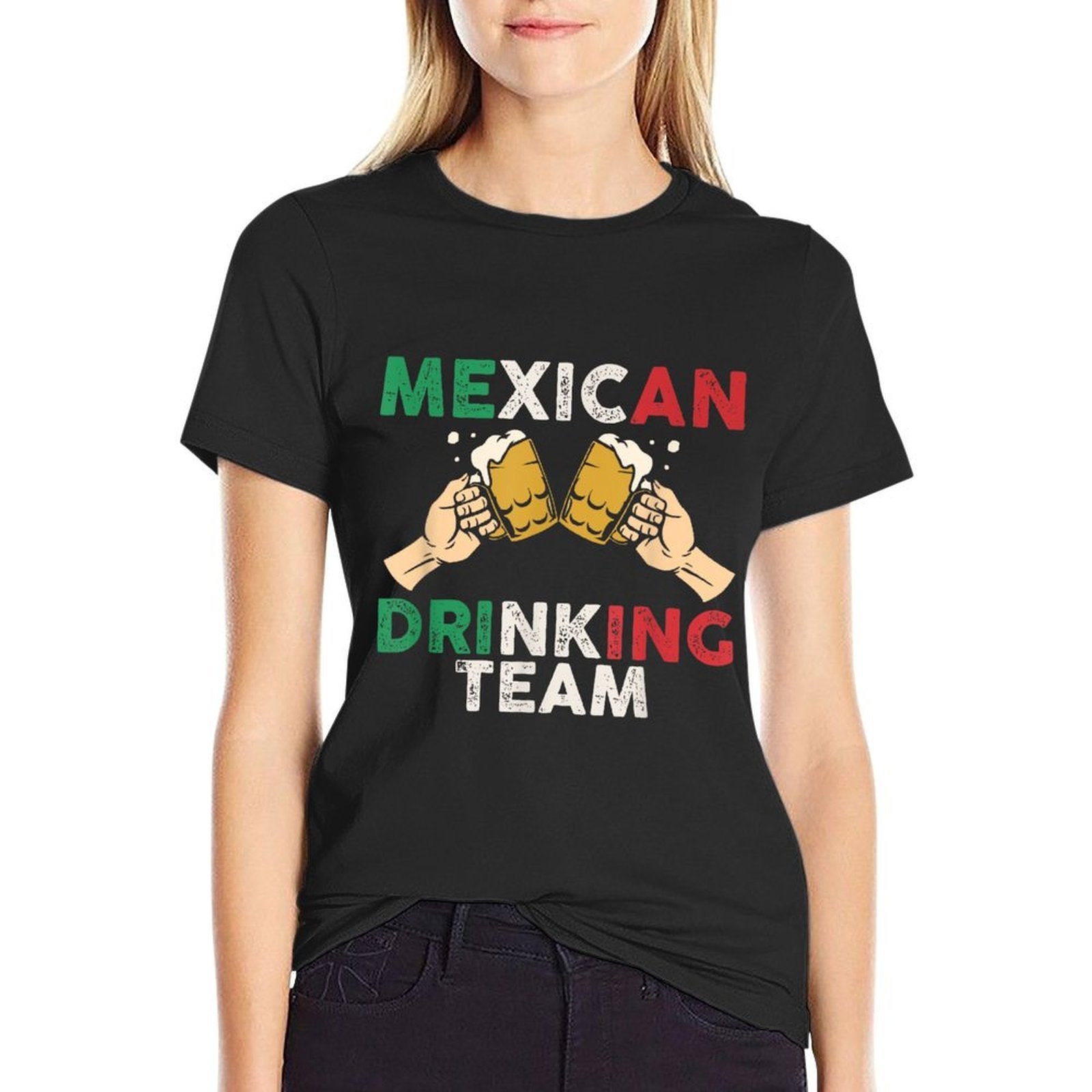 Cheers Mexican Drinking Team Funny Mexico Beer Mugs  Moisture-wicking T-Shirt