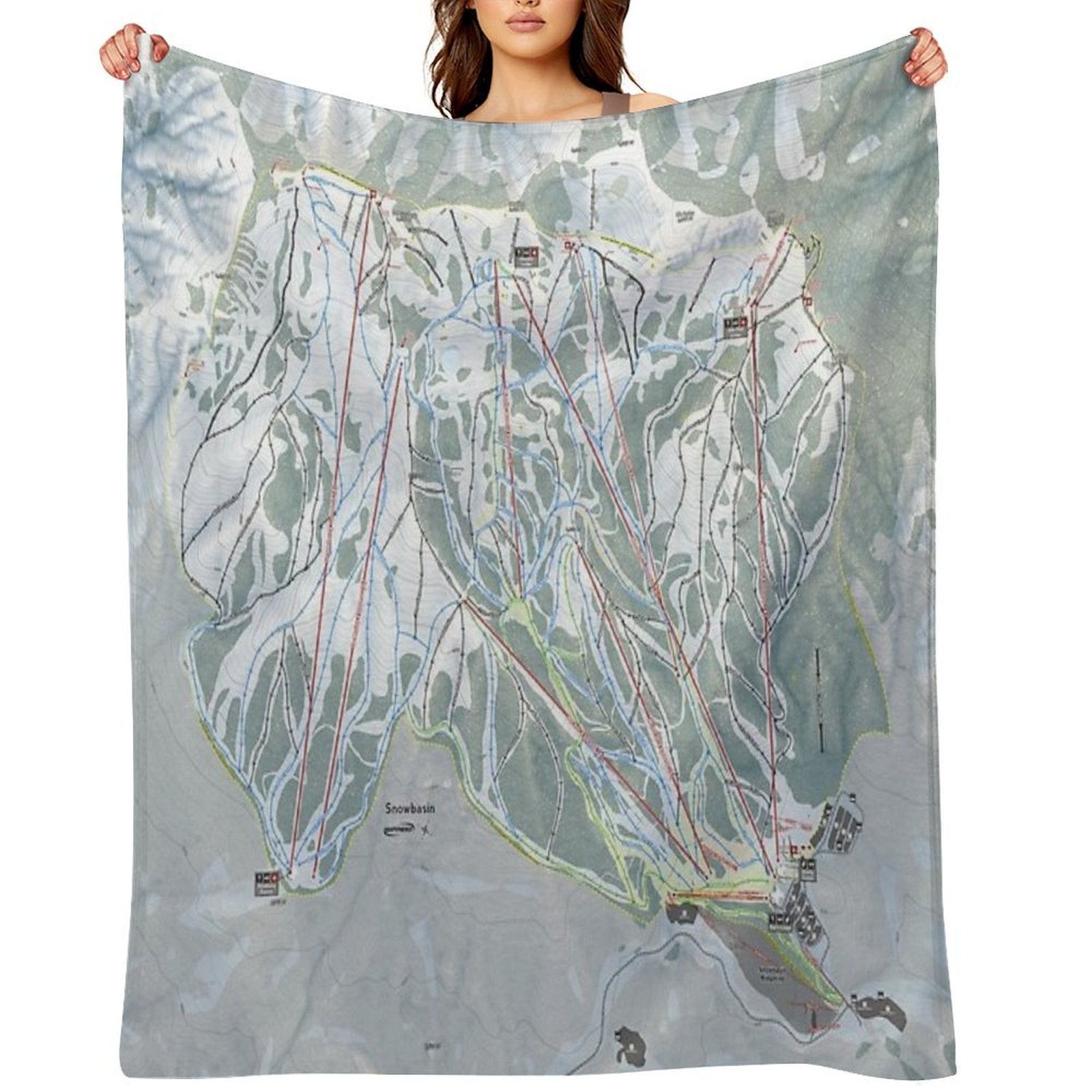 Snowbasin Resort Trail Map Comfort Throw Blanket