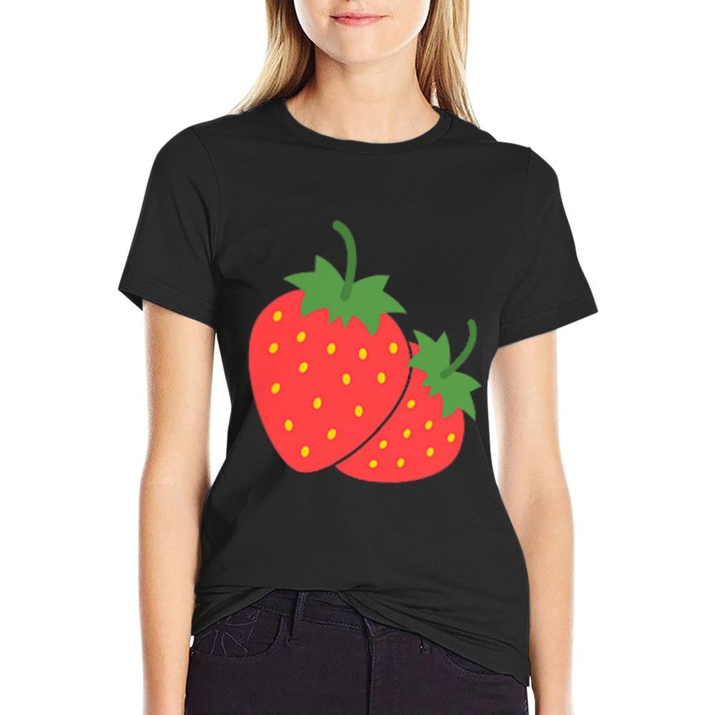 Strawberry Pocket Strawberry Art Trendy Stretchy T-Shirt