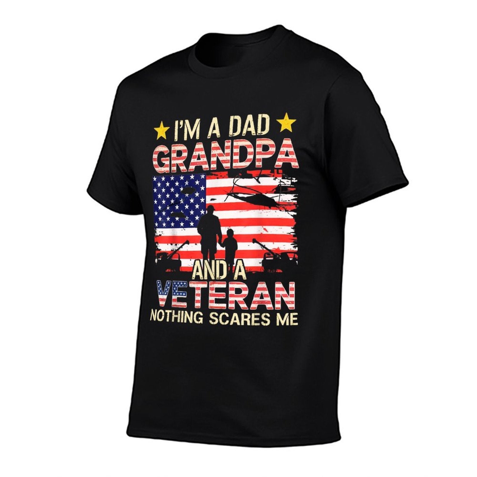A Dad Grandpa And Veteran Fathers Day Papa Grandpa Military  Versatile T-Shirt