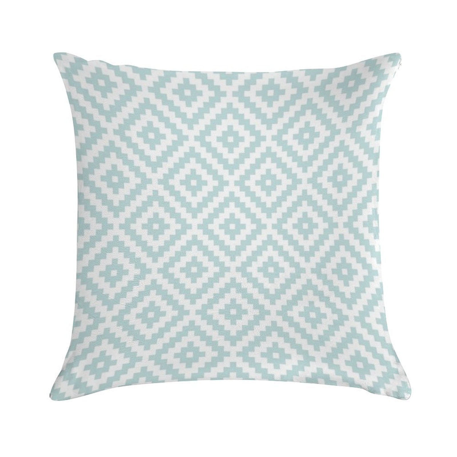 Aztec Symbol Block Ptn Duck Egg Blue & Wt I Soft Warmth Comfort Throw Pillow