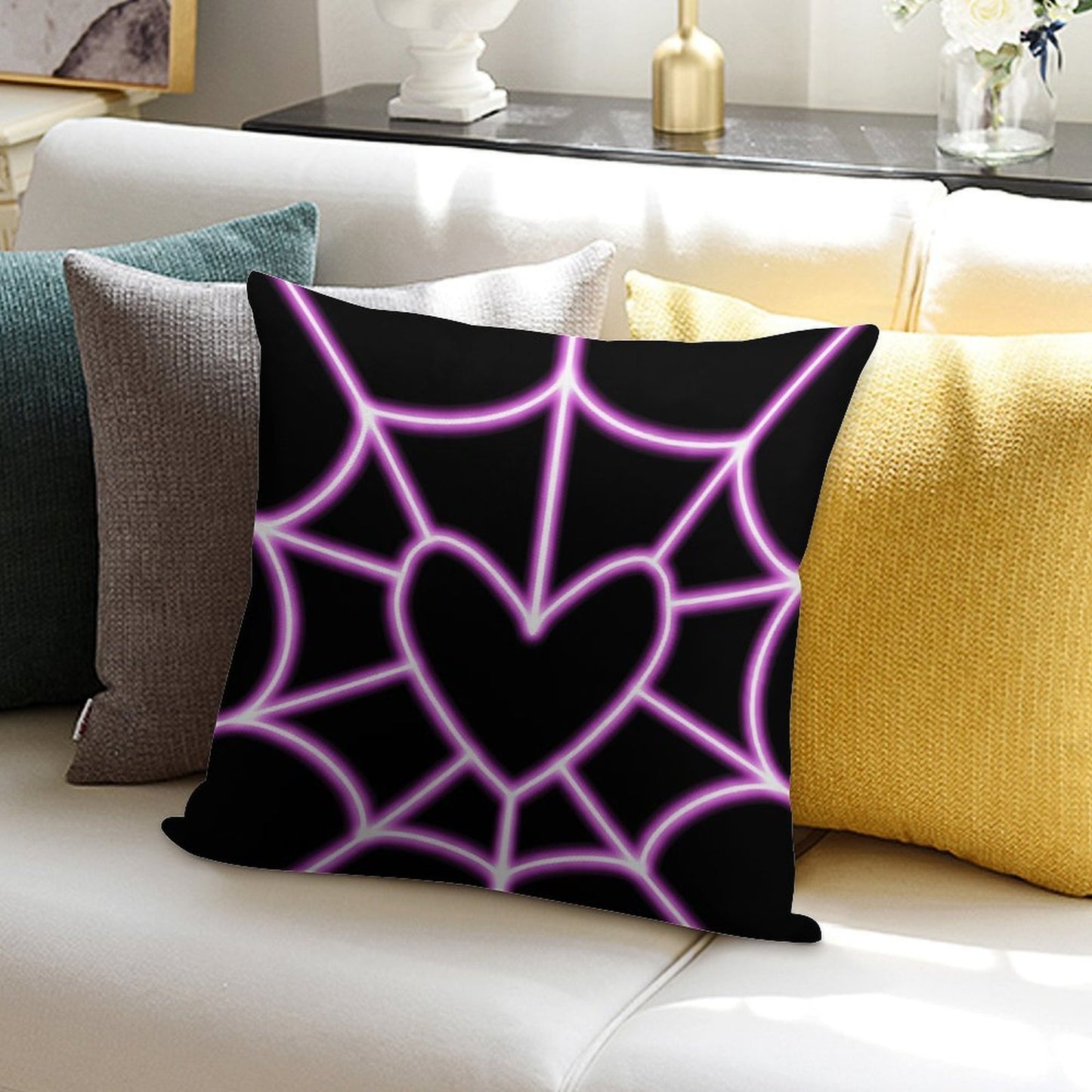 Angel Dust Heart Web Soft Warmth Comfort Throw Pillow