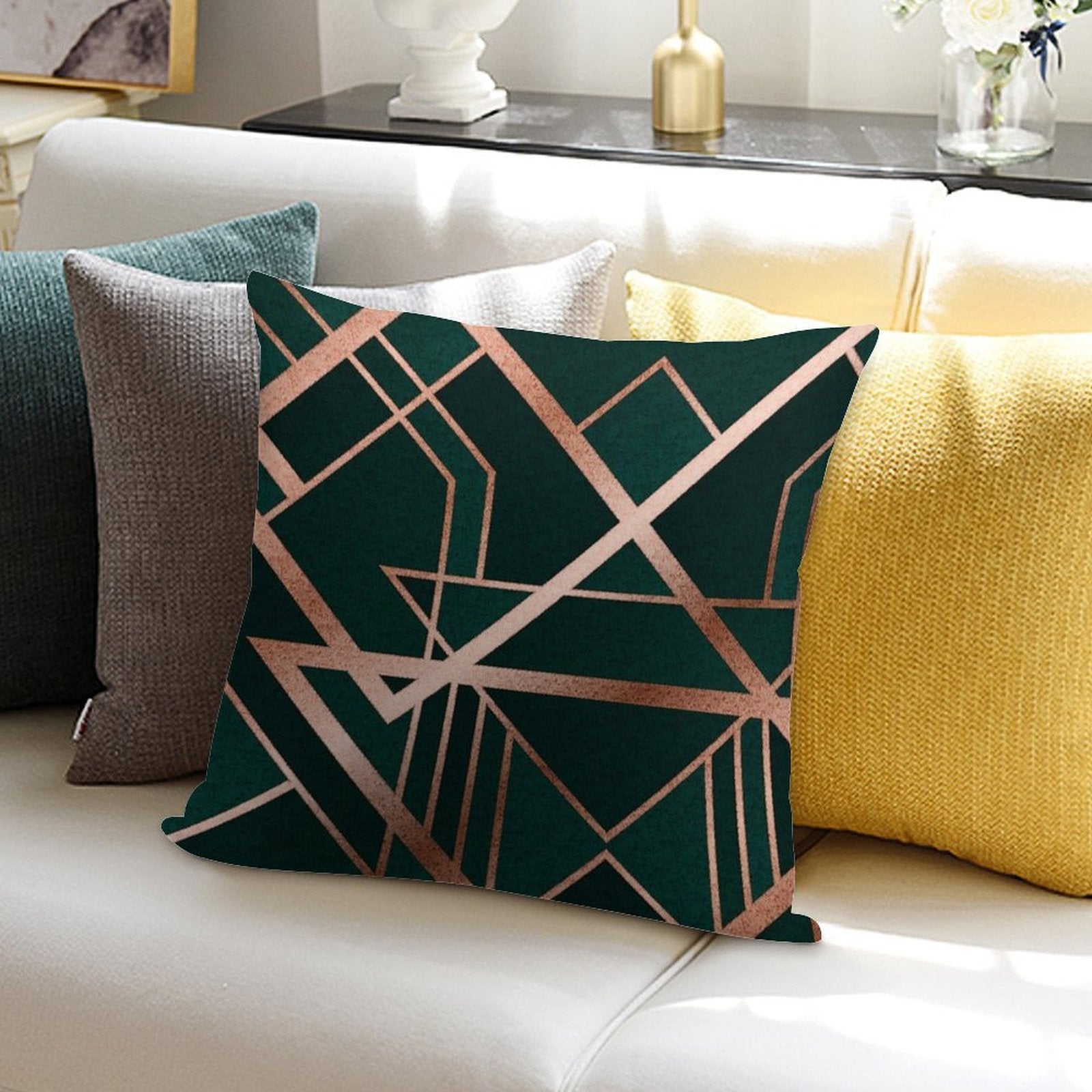 Green Art Deco Soft Multiple Sizes Throw Pillow