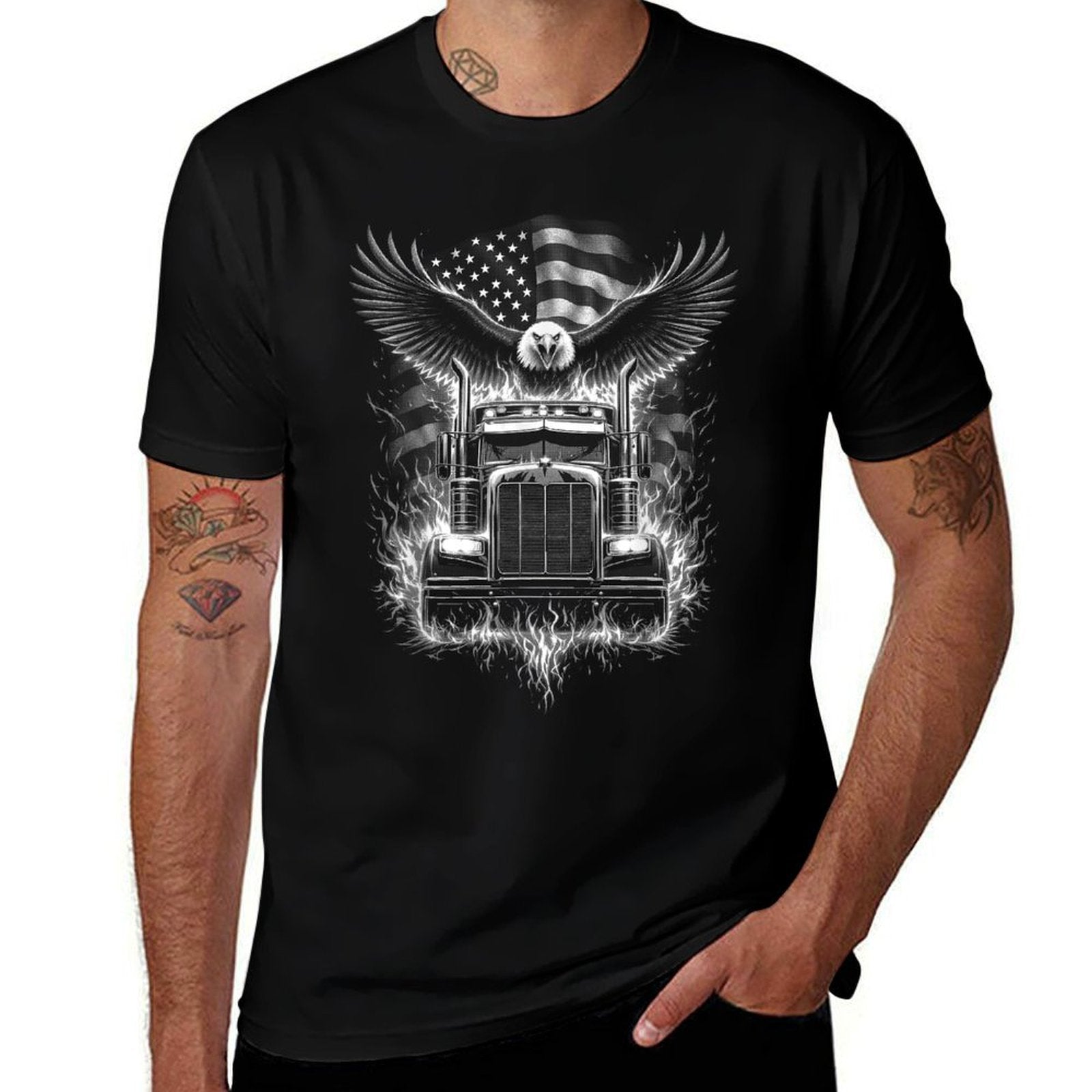 Trucker Patriotic American Semi Truck Driver Eagle  Vintage-inspired T-Shirt