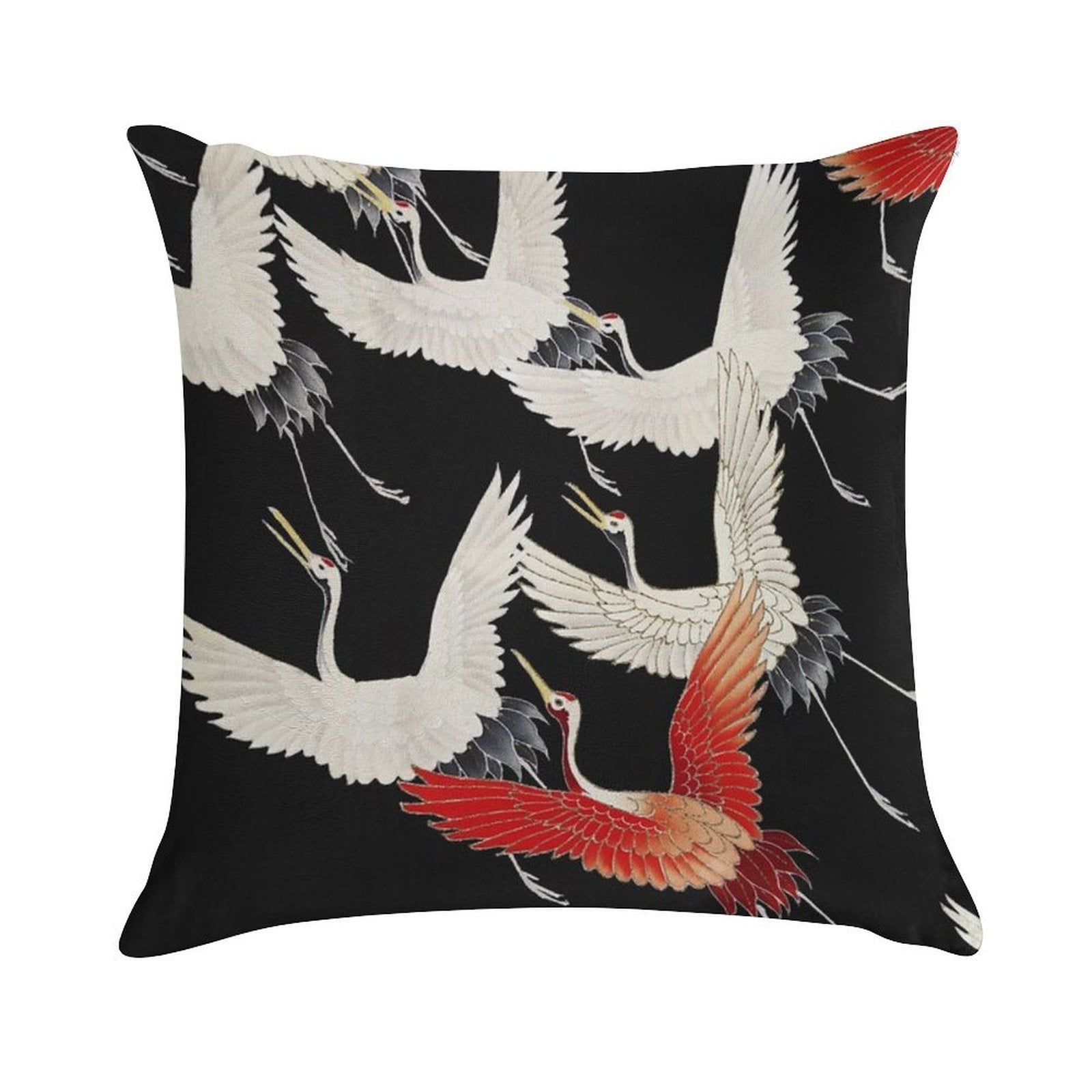 Myriad Flying Cranes in A Furisode (1910–1920) Soft Shrink-Resistant Throw Pillow