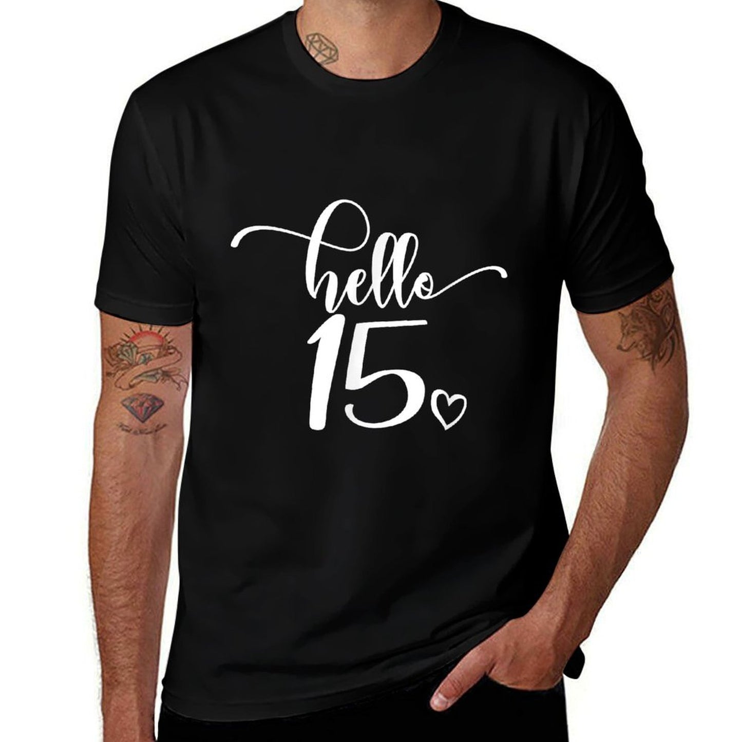 15th Birthday, Girls Women, Hello 15, Cute 15 Years Old High-quality Stitching T-Shirt