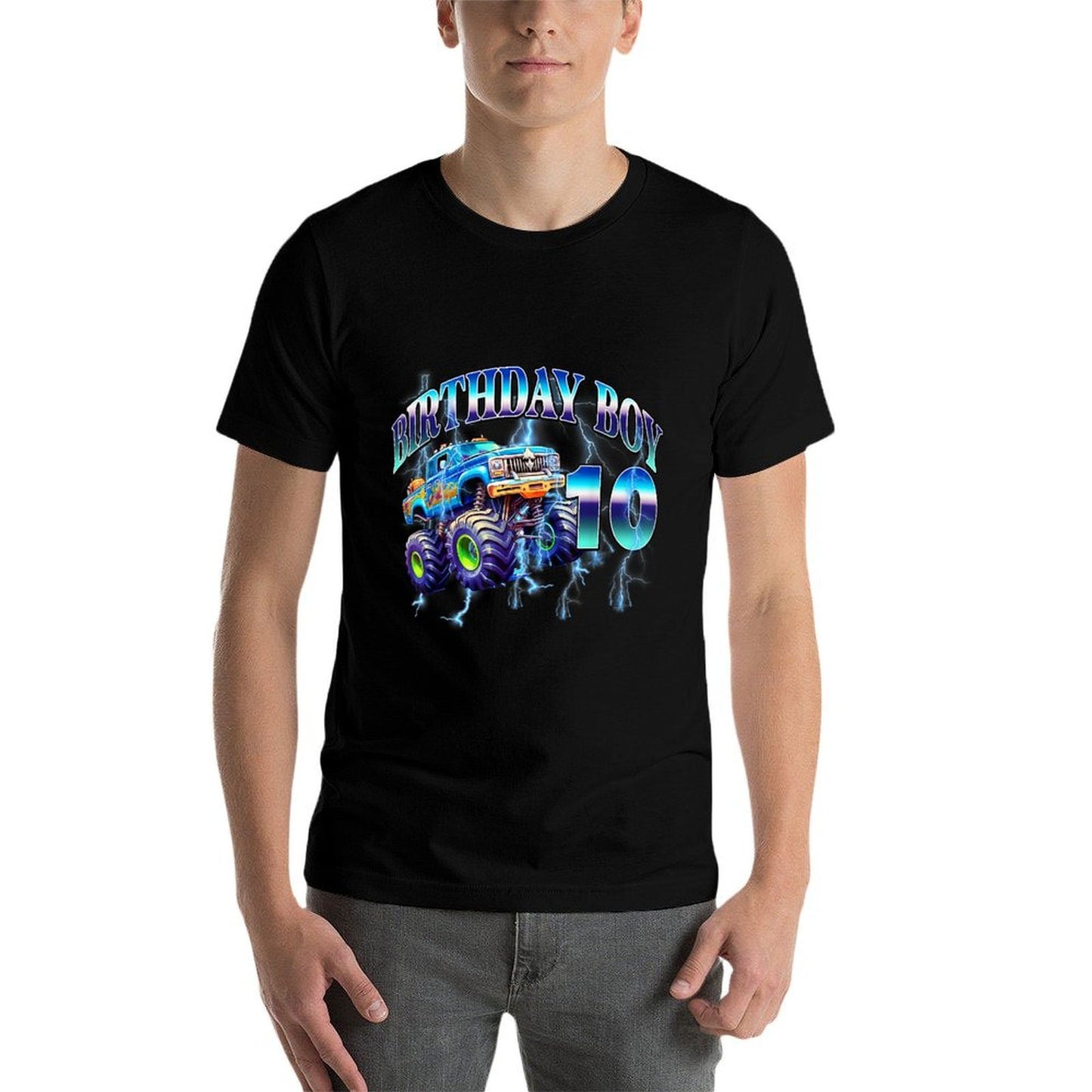 10 Year Old 10th Birthday Boys Monster Truck Car Eco-friendly Material T-Shirt